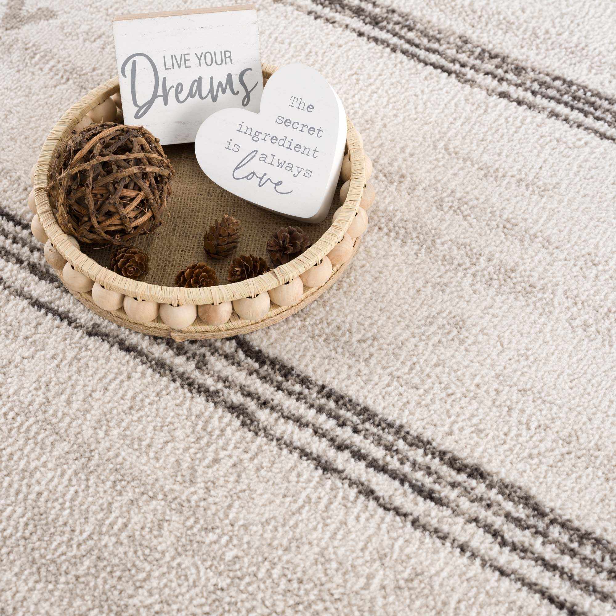 Modern Stripes Design Light Peach and Charcoal Area Rug - Image 11