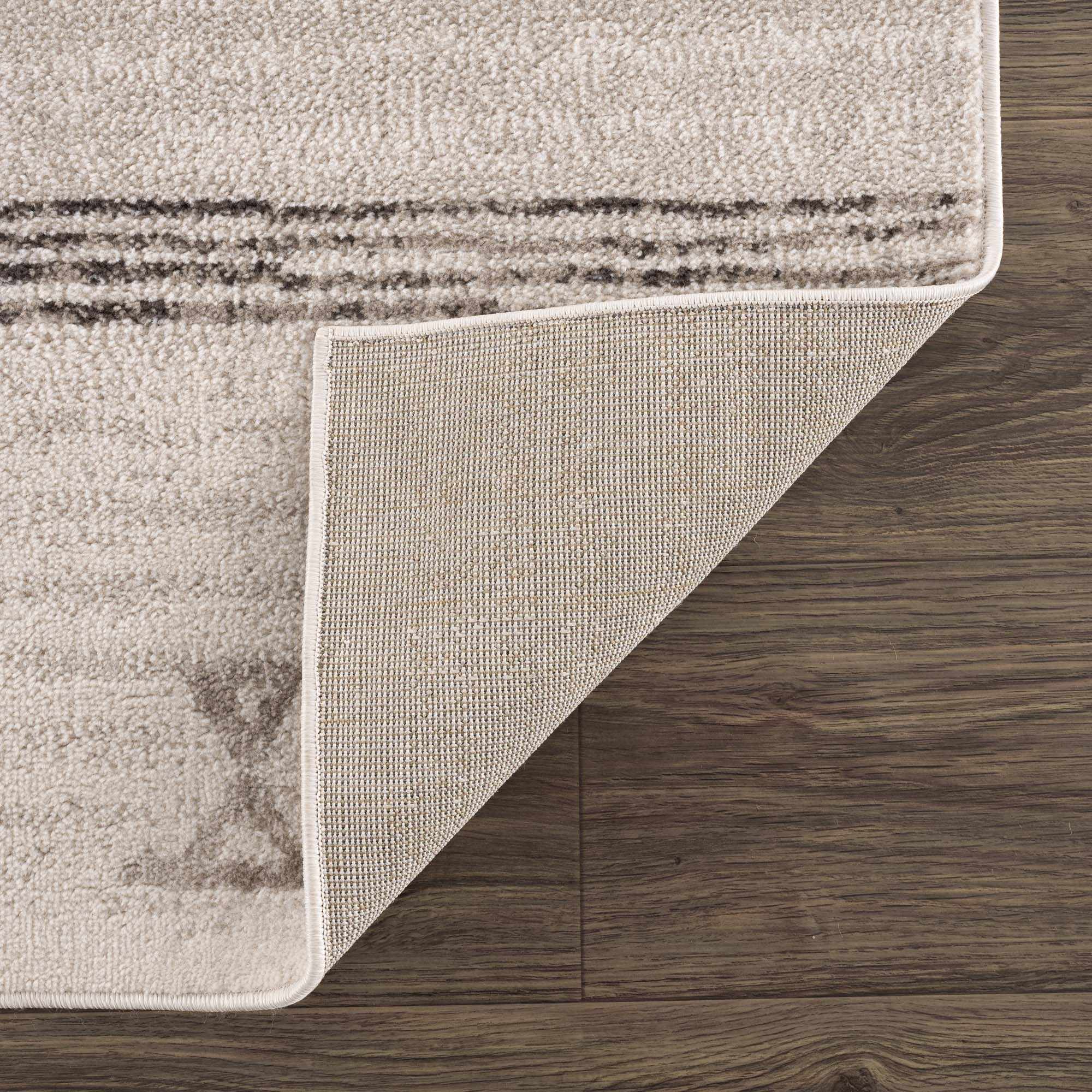 Modern Stripes Design Light Peach and Charcoal Area Rug - Image 5