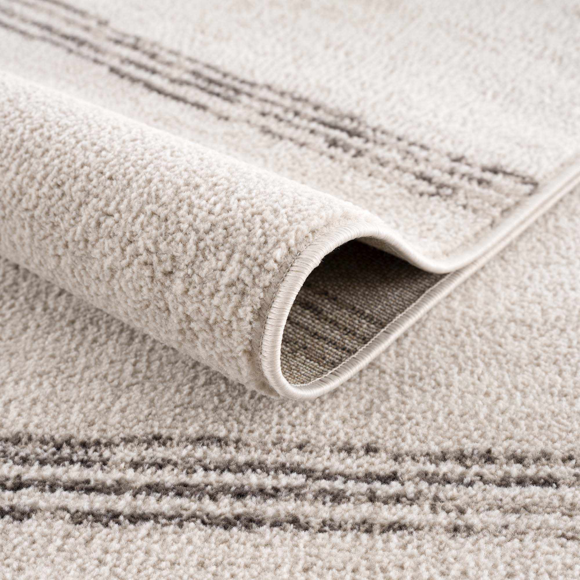 Modern Stripes Design Light Peach and Charcoal Area Rug - Image 6