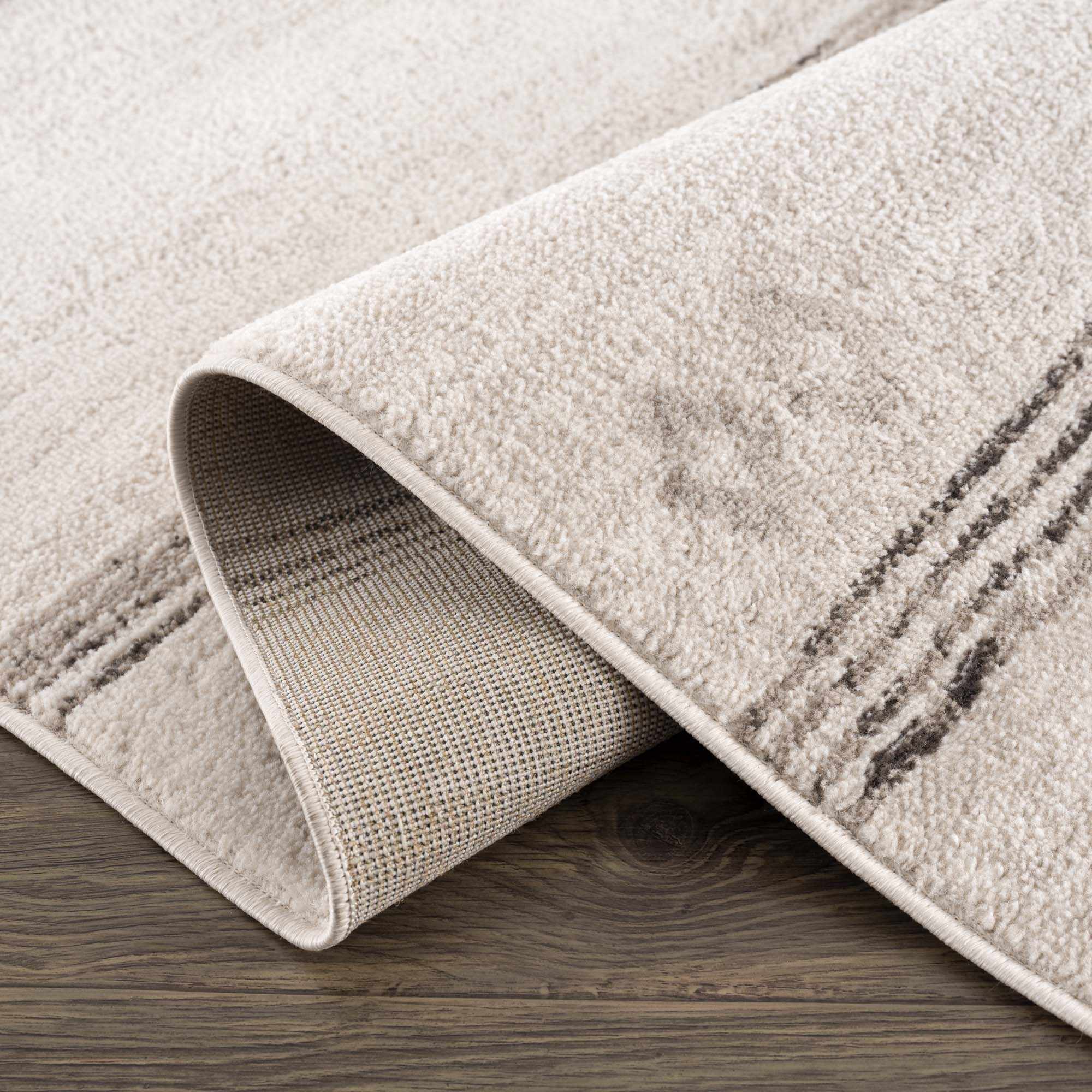 Modern Stripes Design Light Peach and Charcoal Area Rug - Image 7