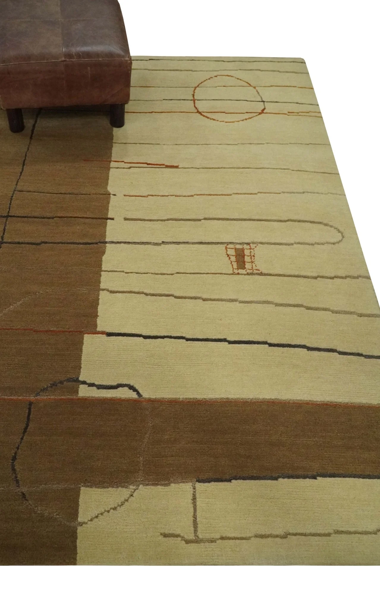Modern stripes Design Olive and Beige Hand loom 4x6 wool and Art Silk Area Rug - Image 3