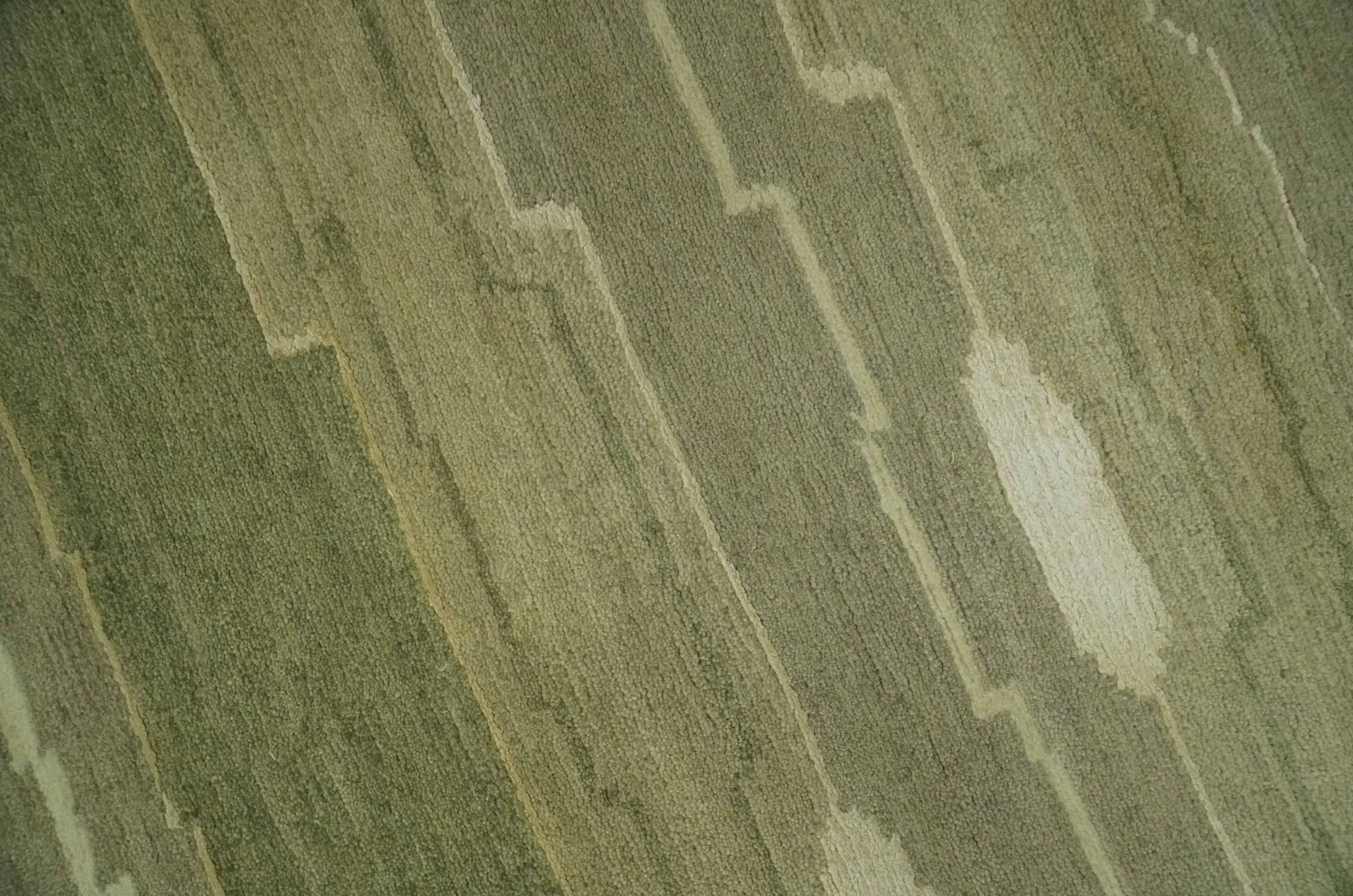Modern stripes Design Olive, Light Green, Beige and Rust Hand loom 5x7 wool and Art Silk Area Rug - Image 4