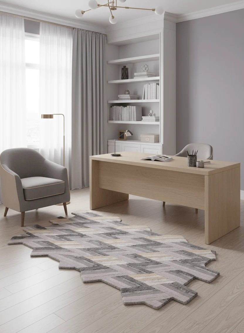 Stripes Pattern Gray Lilac Hand Tufted 4x6 Wool Area Rug - Image 2