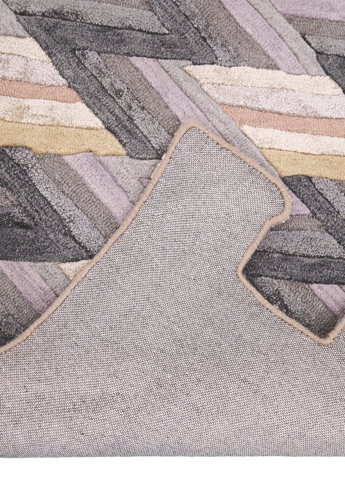 Stripes Pattern Gray Lilac Hand Tufted 4x6 Wool Area Rug - Image 3