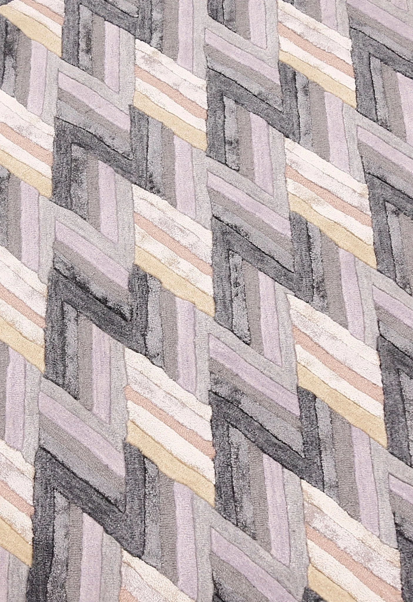 Stripes Pattern Gray Lilac Hand Tufted 4x6 Wool Area Rug - Image 4