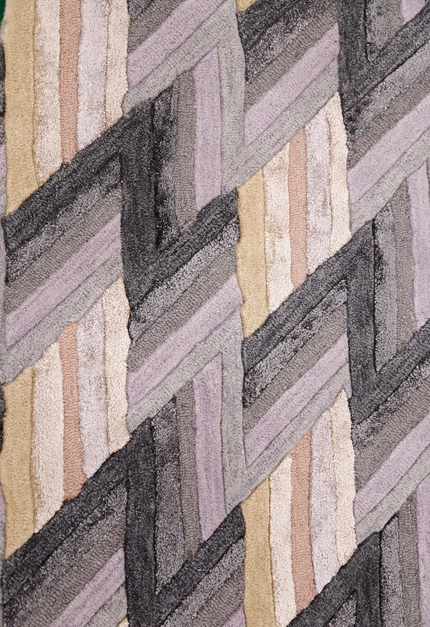 Stripes Pattern Gray Lilac Hand Tufted 4x6 Wool Area Rug - Image 5