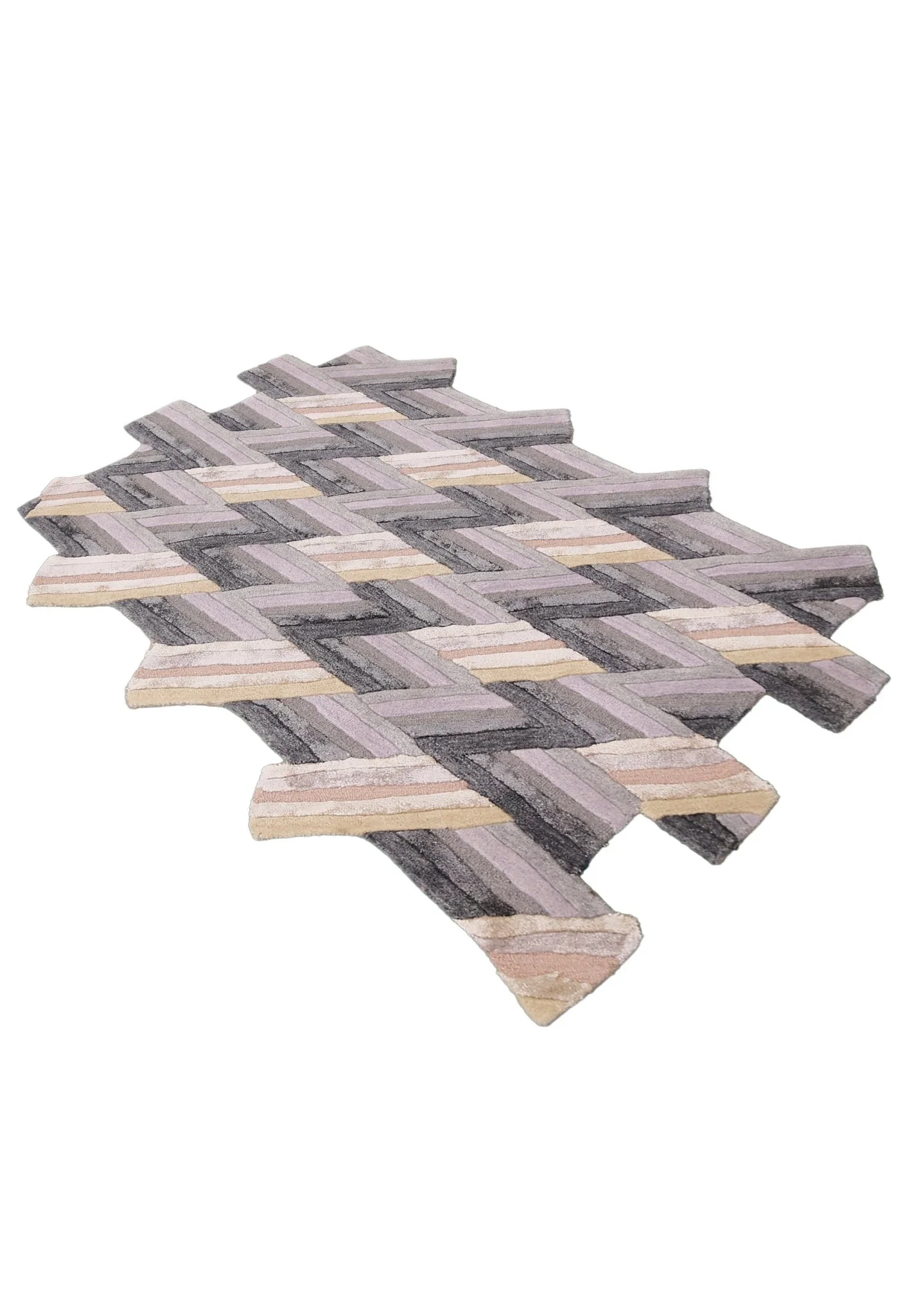 Stripes Pattern Gray Lilac Hand Tufted 4x6 Wool Area Rug - Image 8