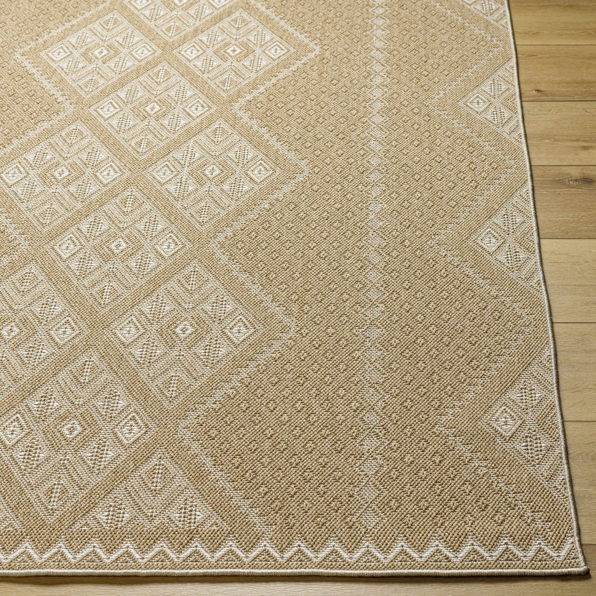 Tan And Beige Traditional Style Jute Rug - Image 2