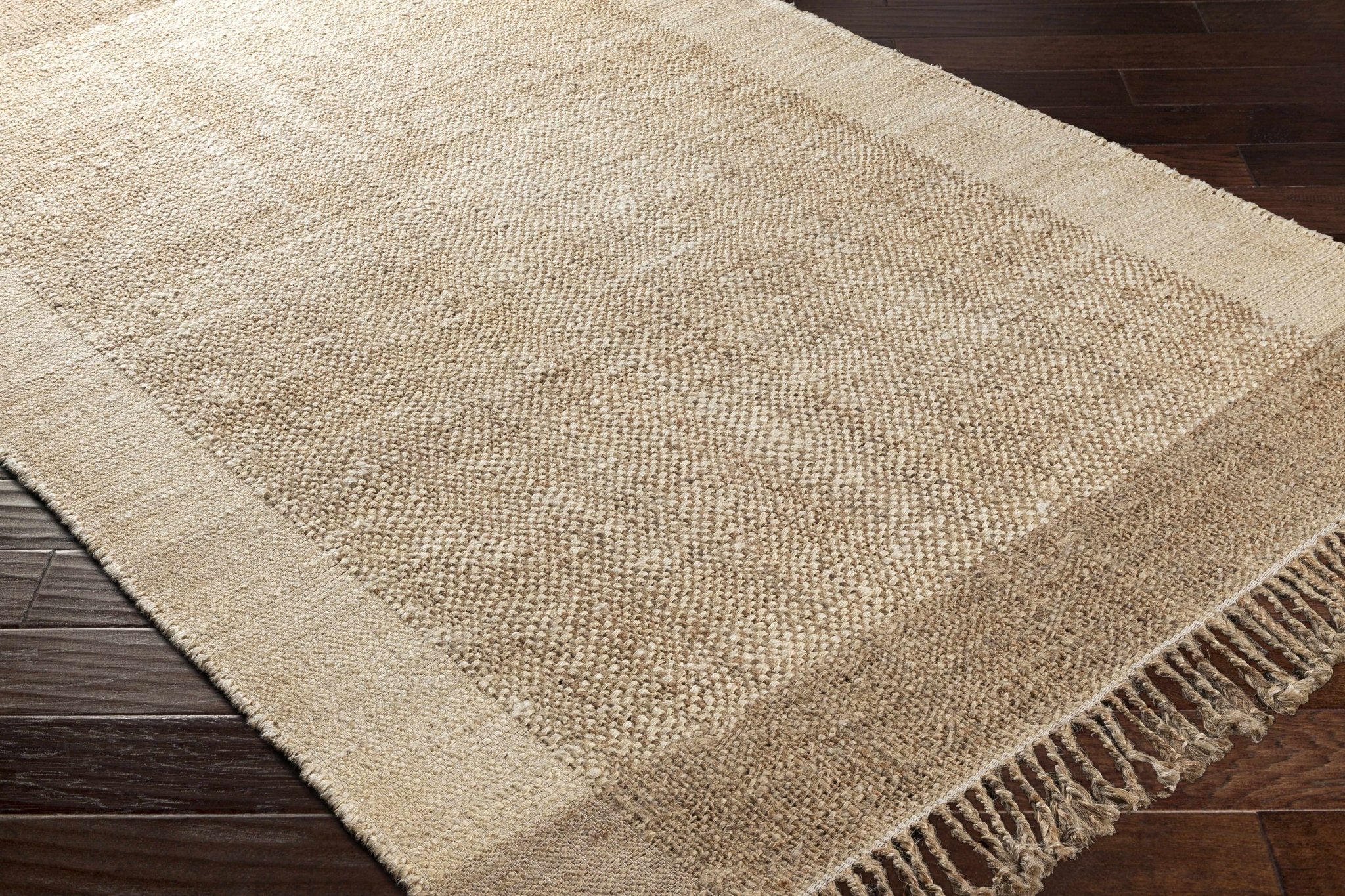 Tan And Brown Modern Style Hand Woven Jute Rug - Image 6