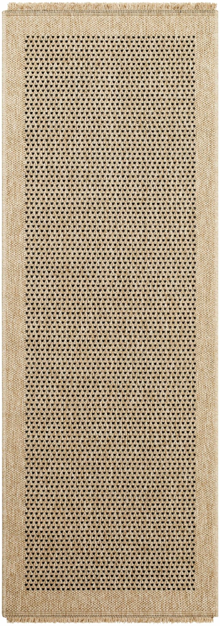 Tan and Charcoal Unique Net Design Flat Woven Indoor and Outdoor Safe Area Rug - Image 10