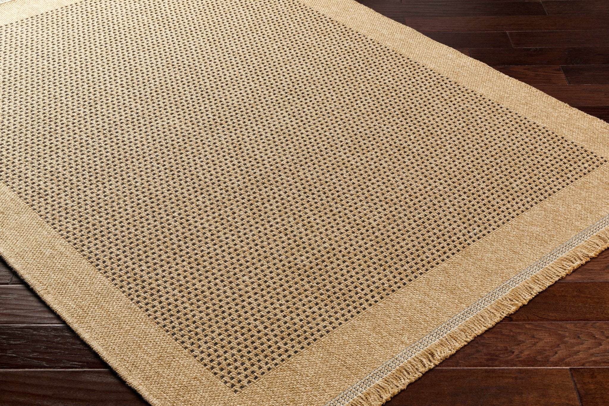 Tan and Charcoal Unique Net Design Flat Woven Indoor and Outdoor Safe Area Rug - Image 4