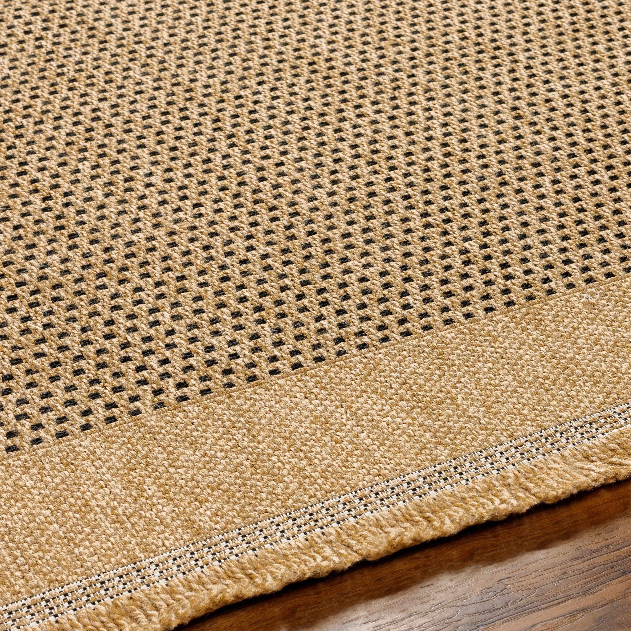 Tan and Charcoal Unique Net Design Flat Woven Indoor and Outdoor Safe Area Rug - Image 6