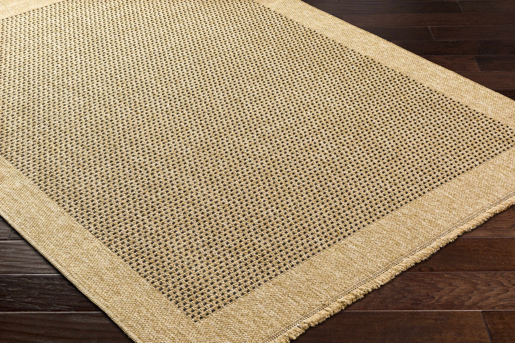 Tan and Charcoal Unique Net Design Flat Woven Indoor and Outdoor Safe Area Rug - Image 7