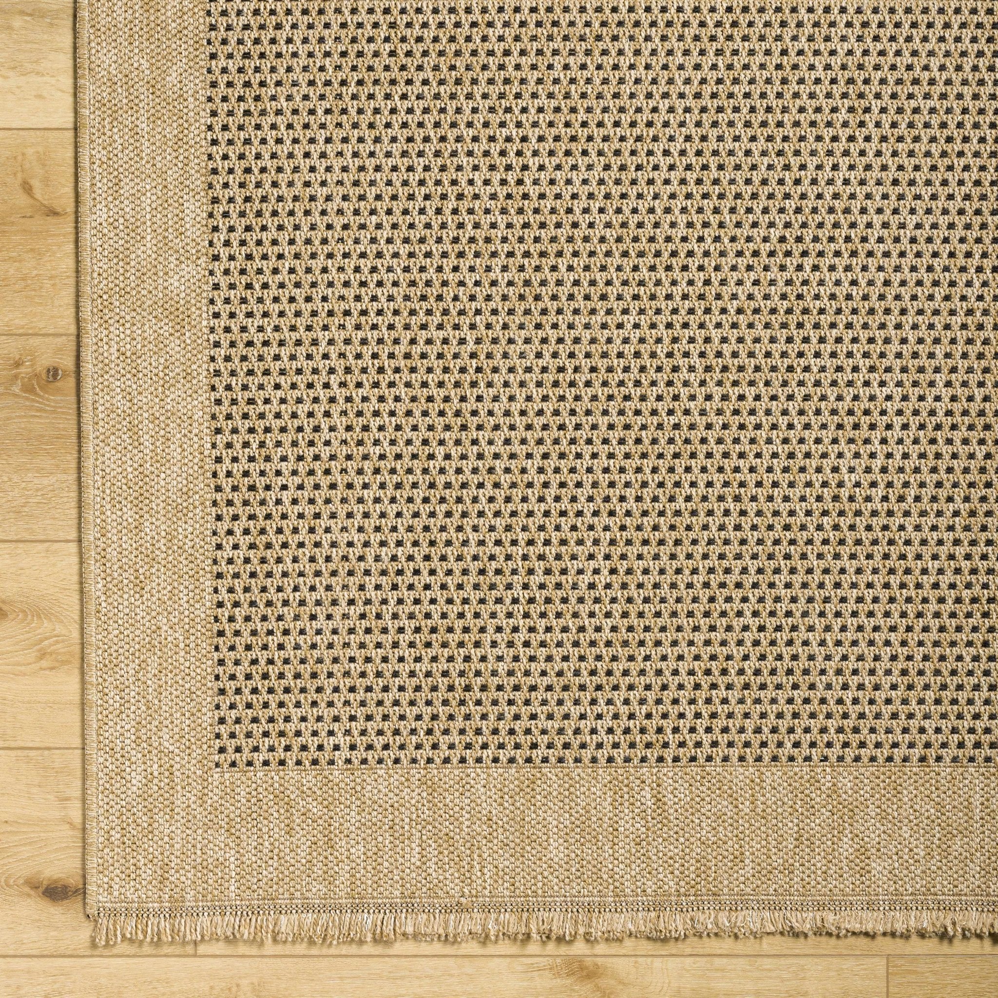 Tan and Charcoal Unique Net Design Flat Woven Indoor and Outdoor Safe Area Rug - Image 8