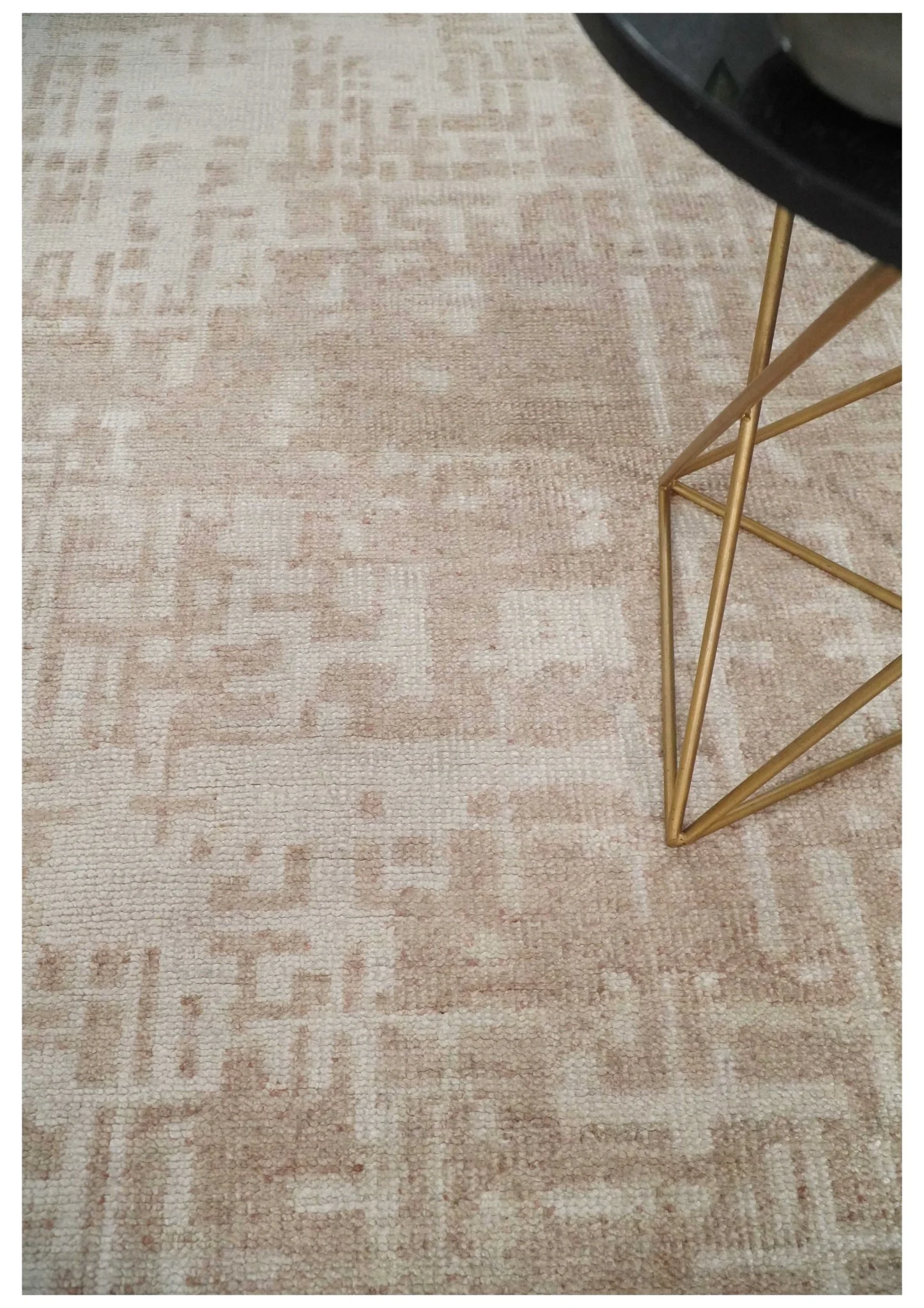 5x8 Hand Knotted Tan and Ivory Modern Abstract Contemporary Recycled Silk Area Rug - Image 2