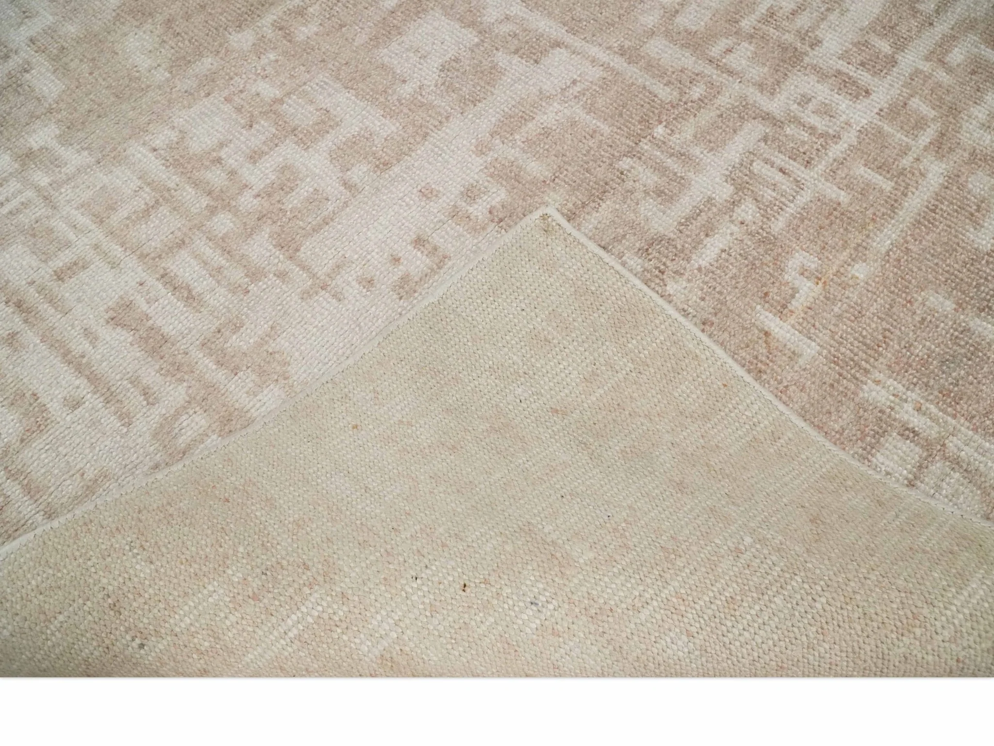 5x8 Hand Knotted Tan and Ivory Modern Abstract Contemporary Recycled Silk Area Rug - Image 7
