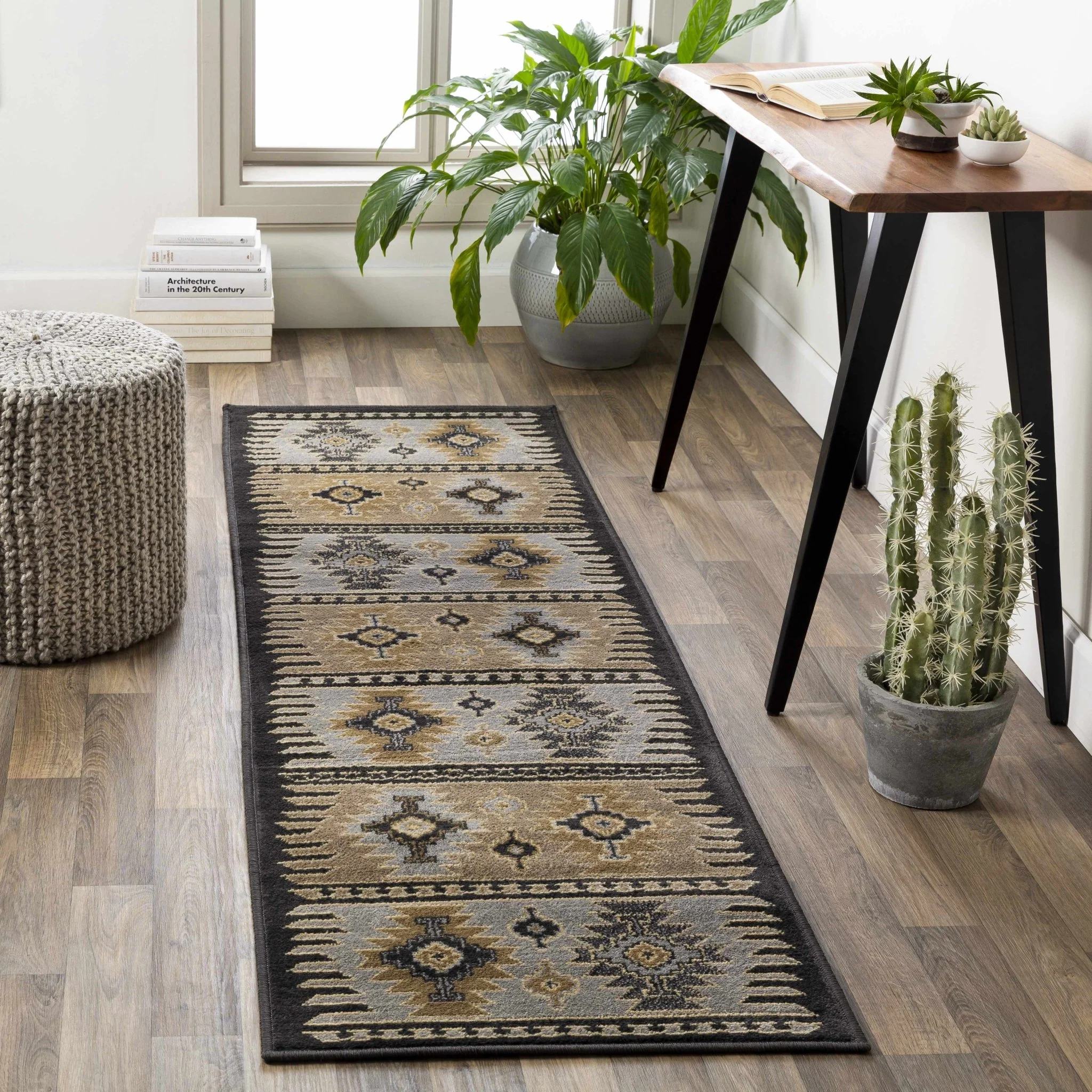 Tan, Black, Gray and silver Southwestern Multi Size Area Rug - Image 2