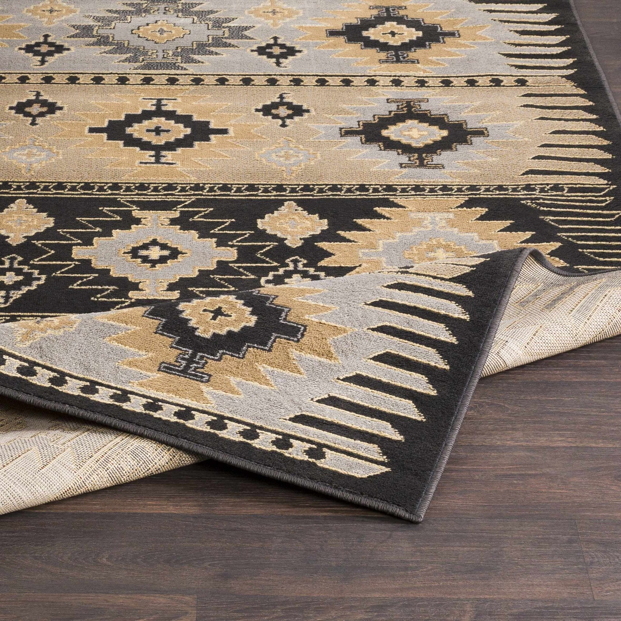 Tan, Black, Gray and silver Southwestern Multi Size Area Rug - Image 6