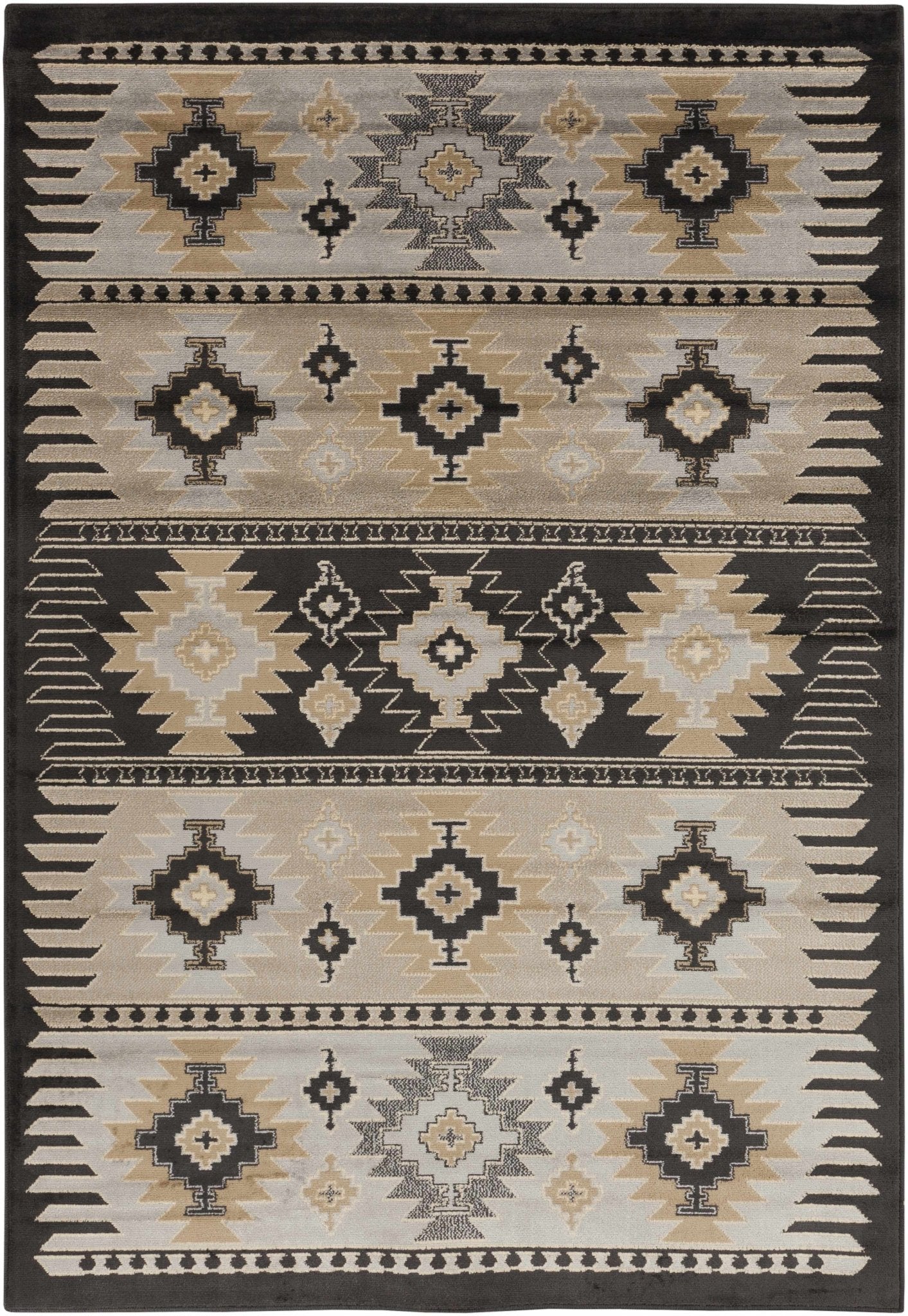 Tan, Black, Gray and silver Southwestern Multi Size Area Rug - Image 7