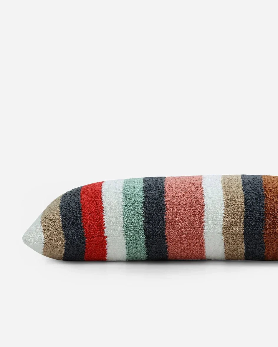 Tan And Colorful Striped  Lumbar Pillow - Image 2