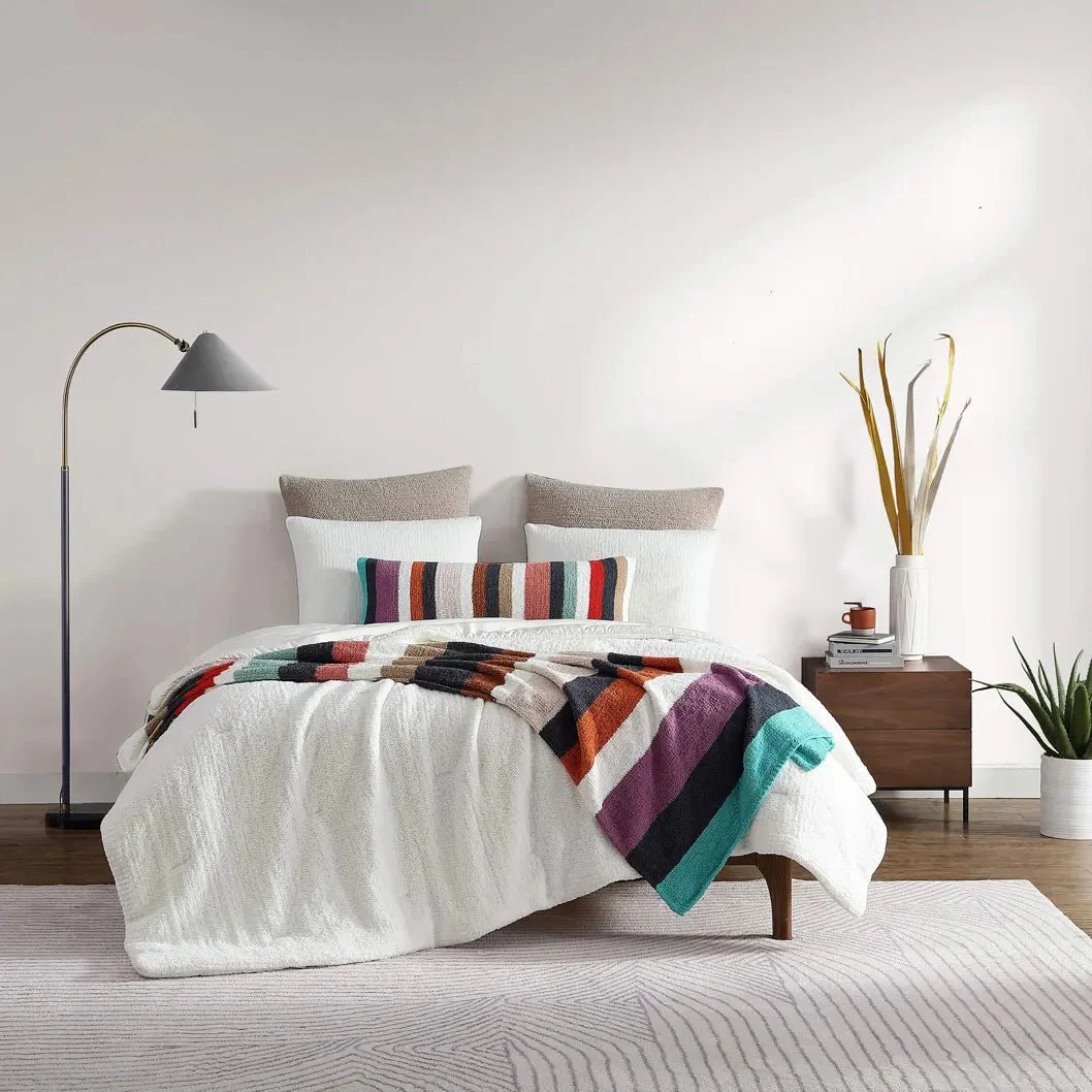Tan And Colorful Striped  Lumbar Pillow - Image 5