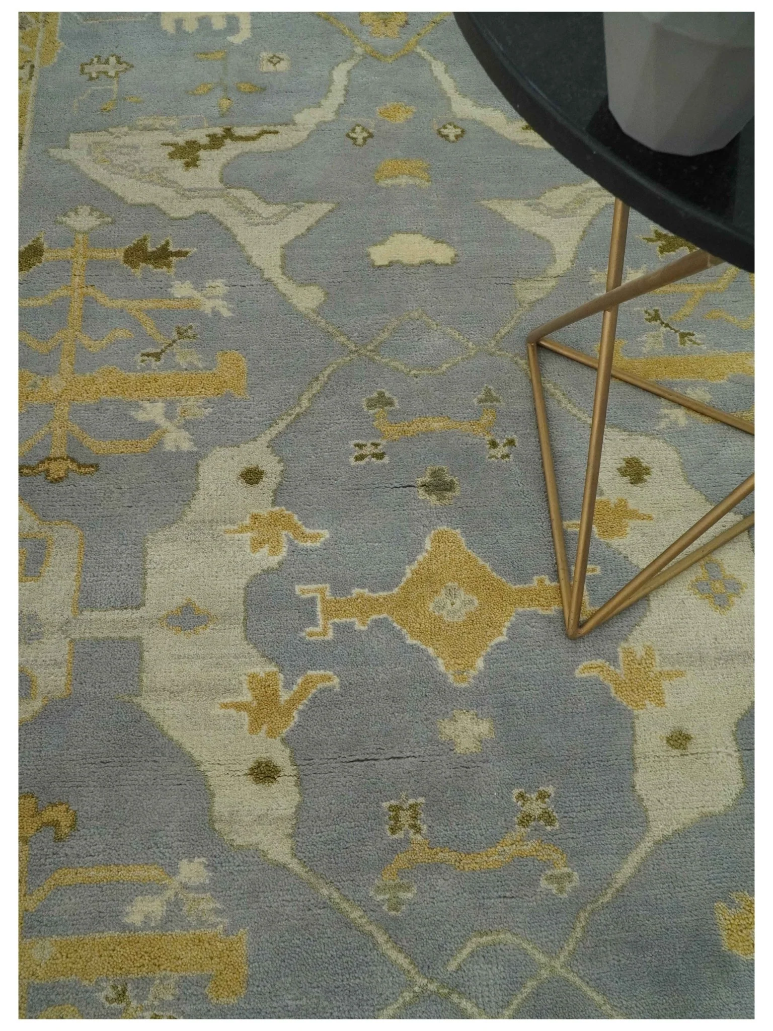 6x9 Taupe, Beige and Mustard Hand Knotted Traditional Oriental Oushak wool area rug - Image 2