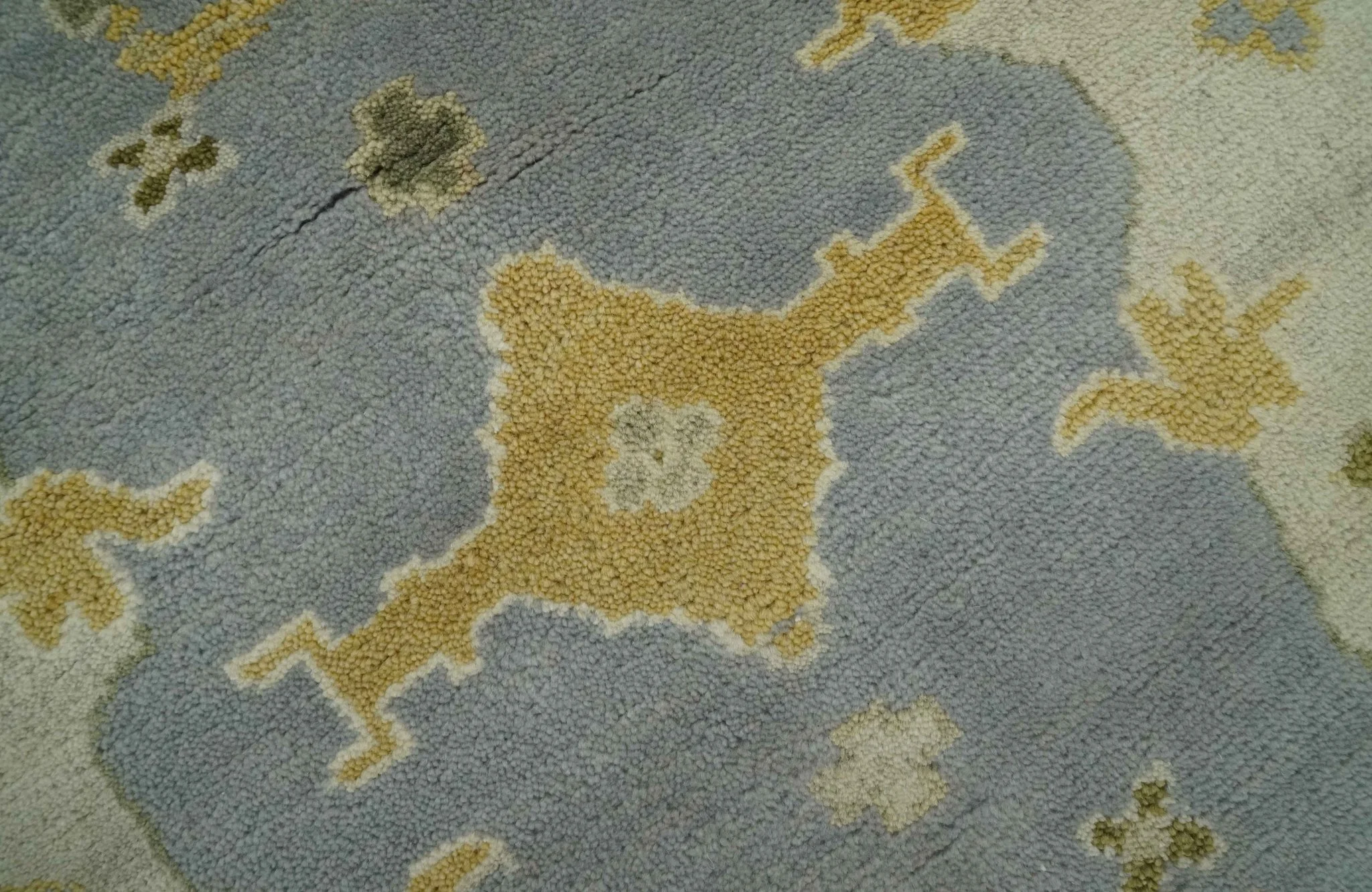 6x9 Taupe, Beige and Mustard Hand Knotted Traditional Oriental Oushak wool area rug - Image 4