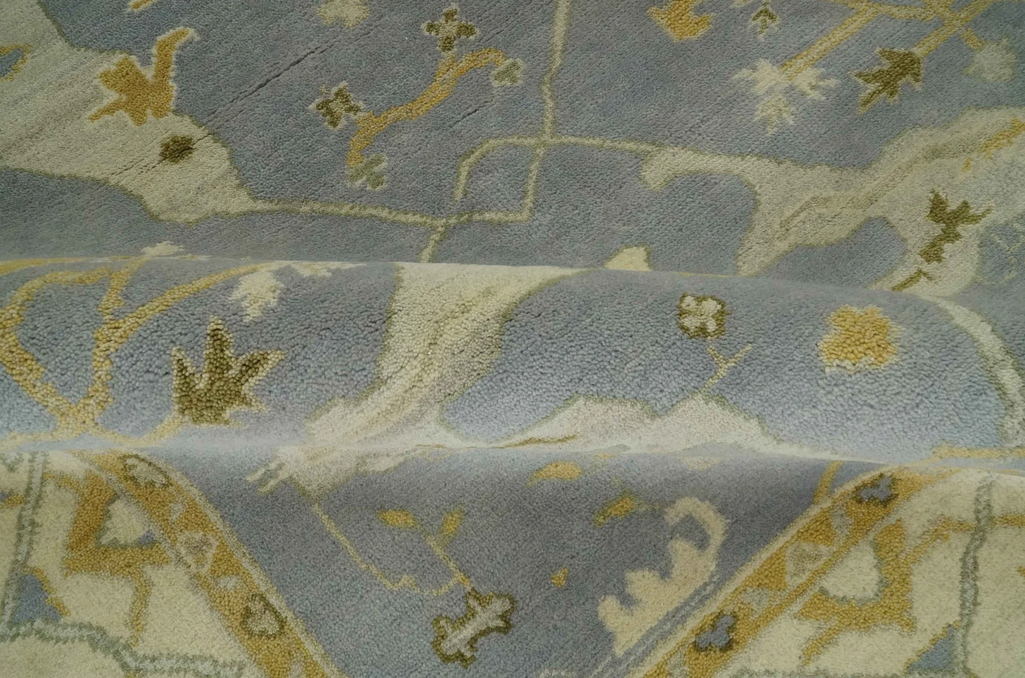 6x9 Taupe, Beige and Mustard Hand Knotted Traditional Oriental Oushak wool area rug - Image 6