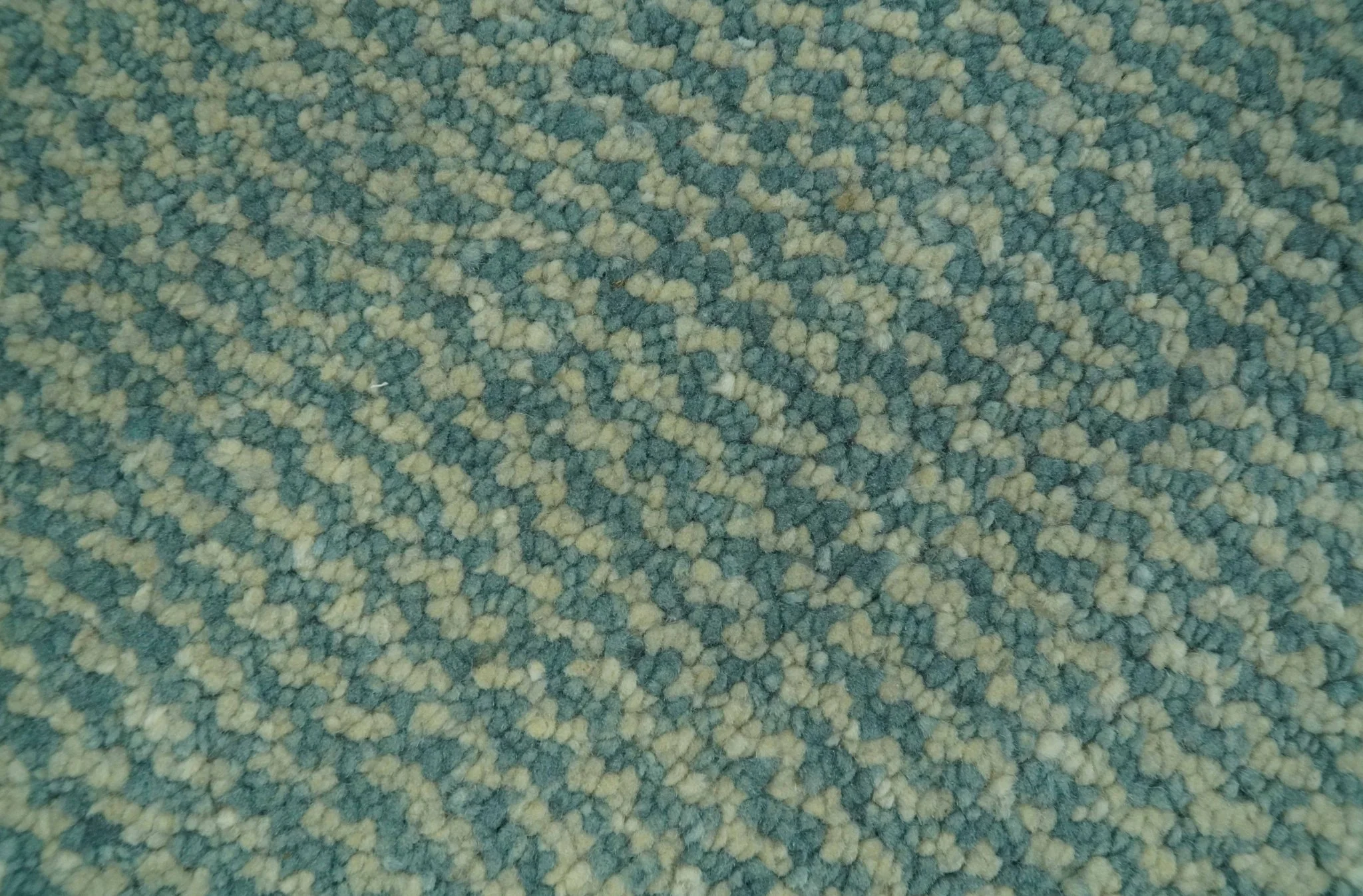 Light Blue and Beige Stripes Design Contemporary Custom Made wool Area Rug - Image 2