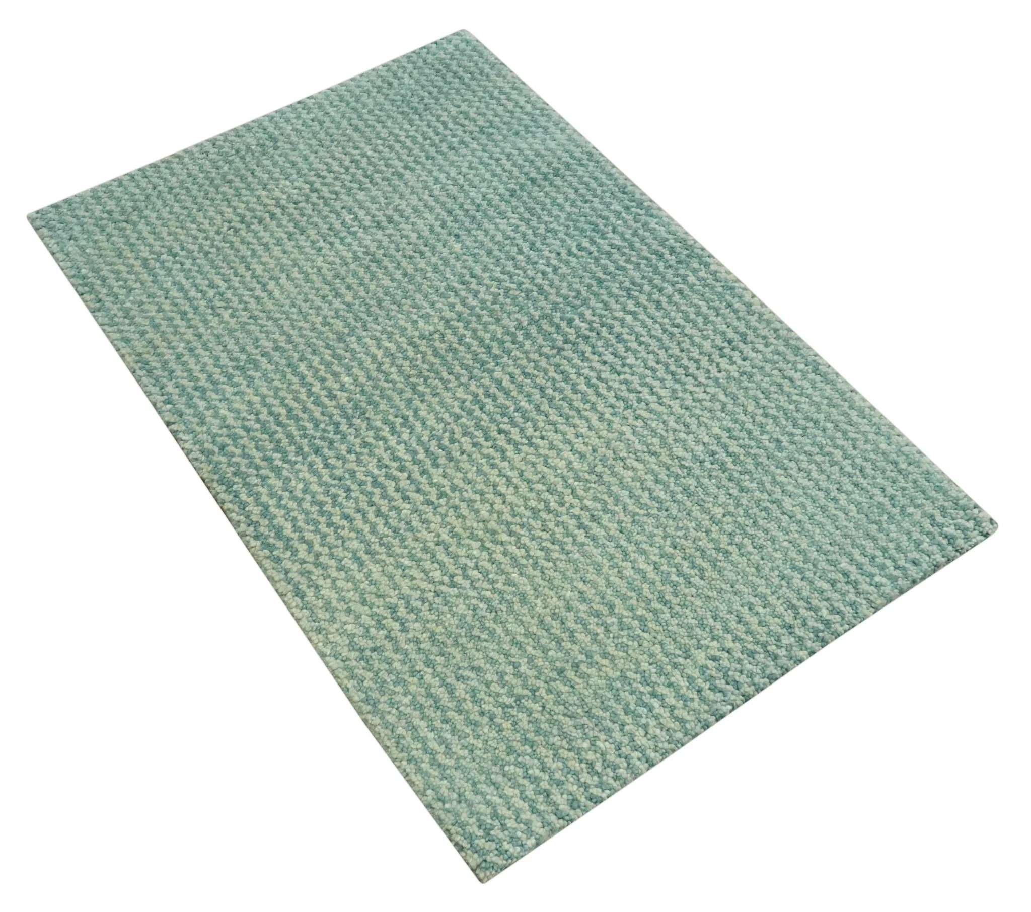 Light Blue and Beige Stripes Design Contemporary Custom Made wool Area Rug - Image 8