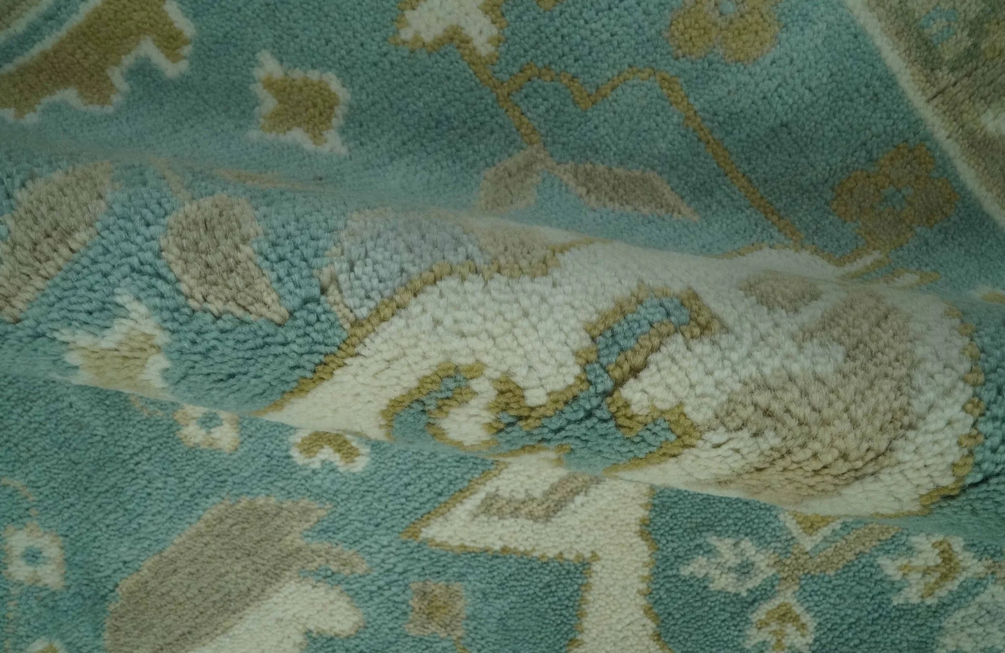 Teal and Ivory Hand Knotted Traditional Oriental Oushak Custom Made wool rug - Image 6