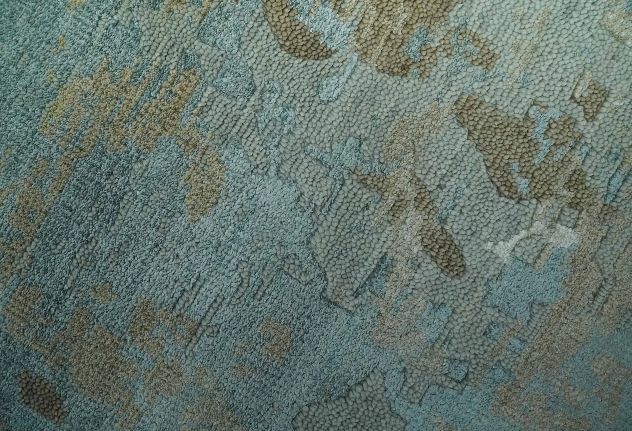 Teal and Olive Modern Abstract Hand Knotted 5x8 wool area Rug - Image 4
