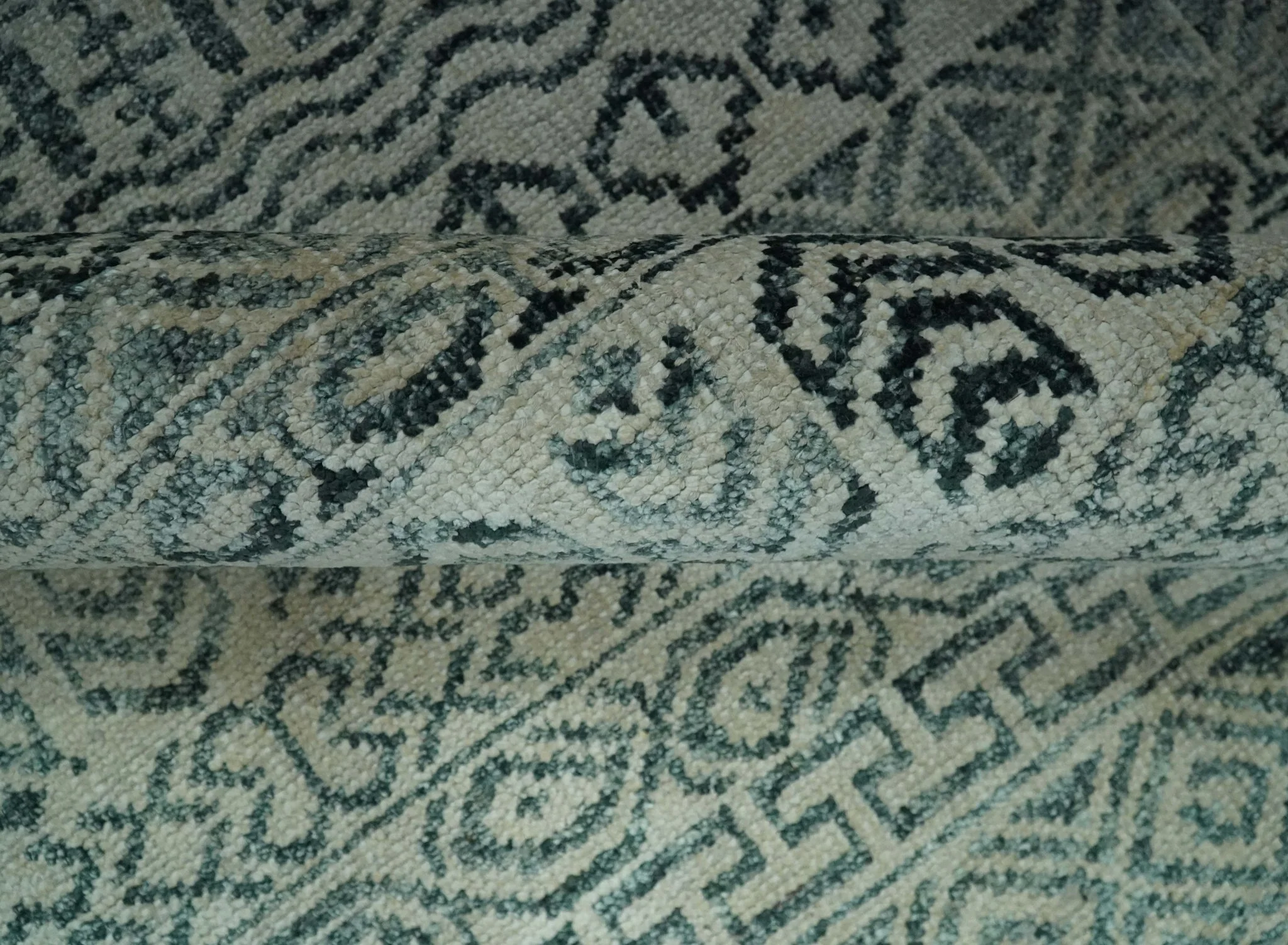 5x8 Teal and Silver Hand Knotted Southwestern Tribal Trellis wool Area Rug - Image 7