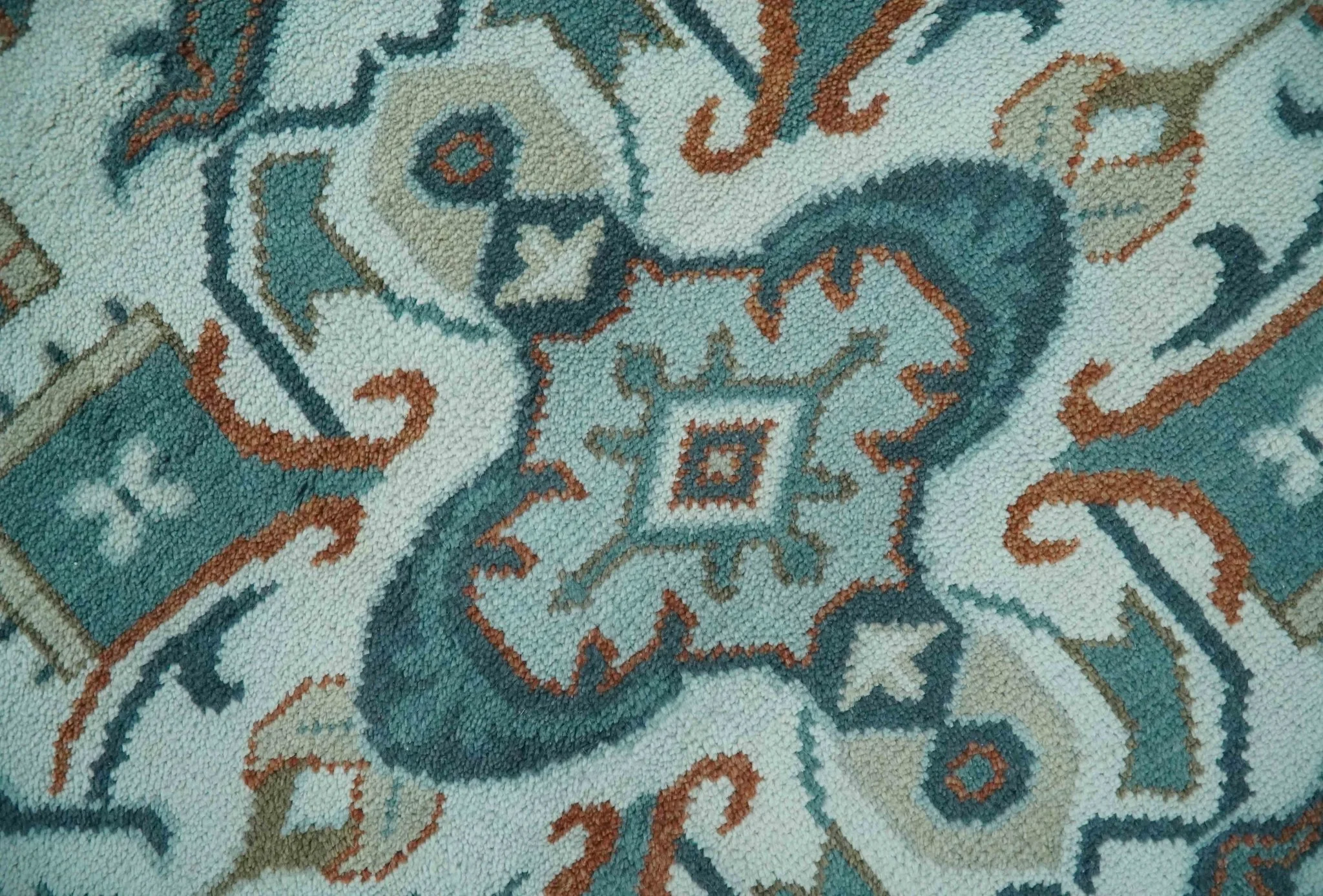 Teal and Silver Traditional Heriz Floral Hand Knotted Multi Size wool Area Rug - Image 5