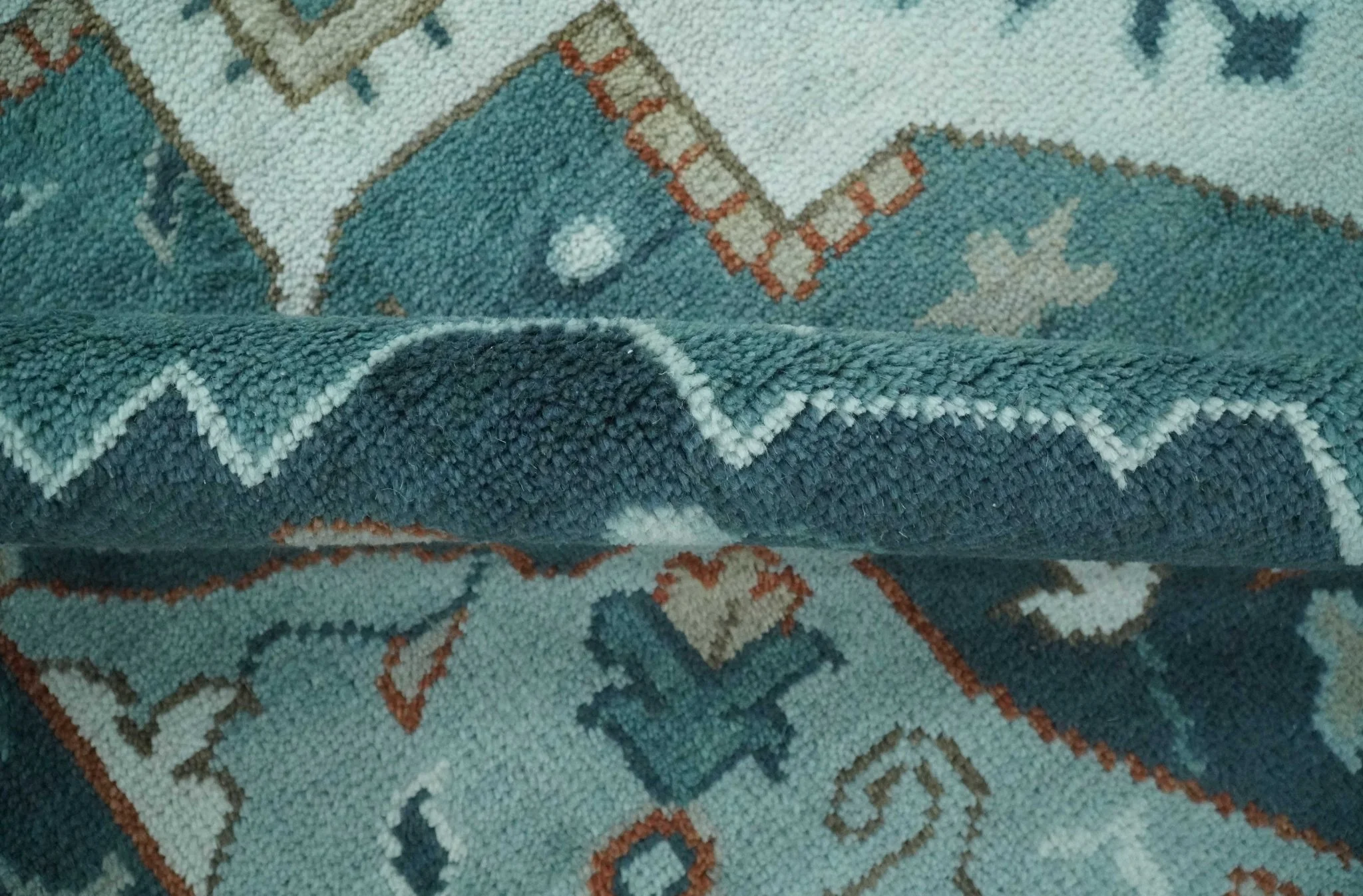 Teal and Silver Traditional Heriz Floral Hand Knotted Multi Size wool Area Rug - Image 7