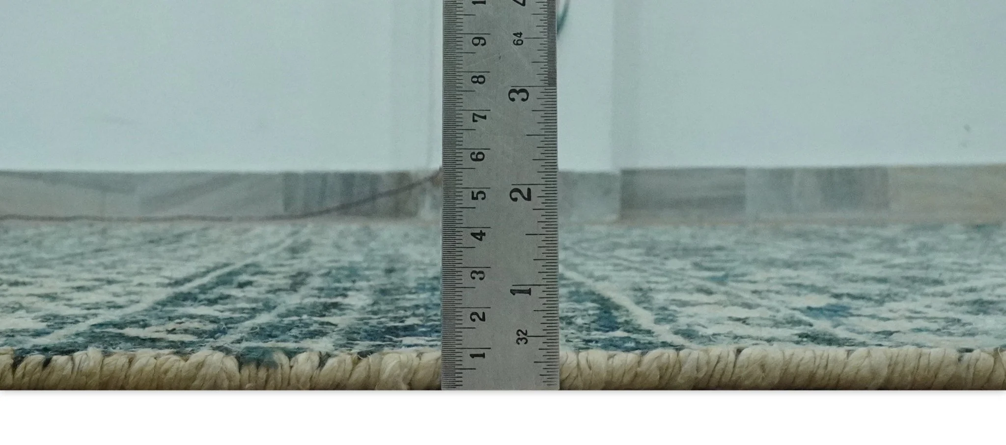 5.6x8.6 Teal Green and Beige Hand Knotted Southwestern Tribal Trellis wool Area Rug - Image 10