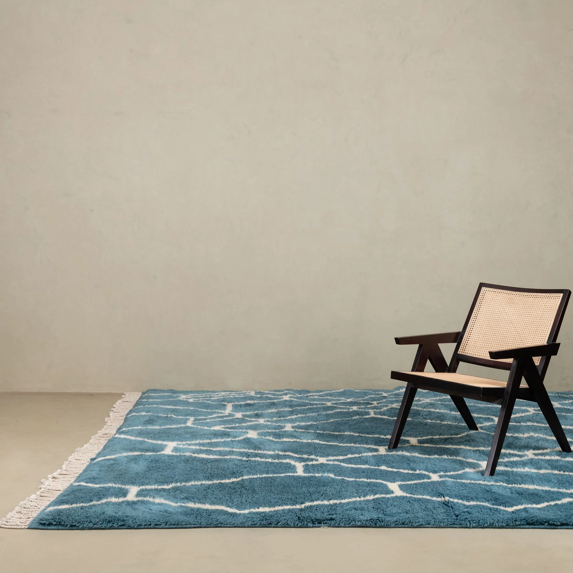 Teal Hand Knotted 10x14 Contemporary Moroccan Design Wool Rug - Image 2