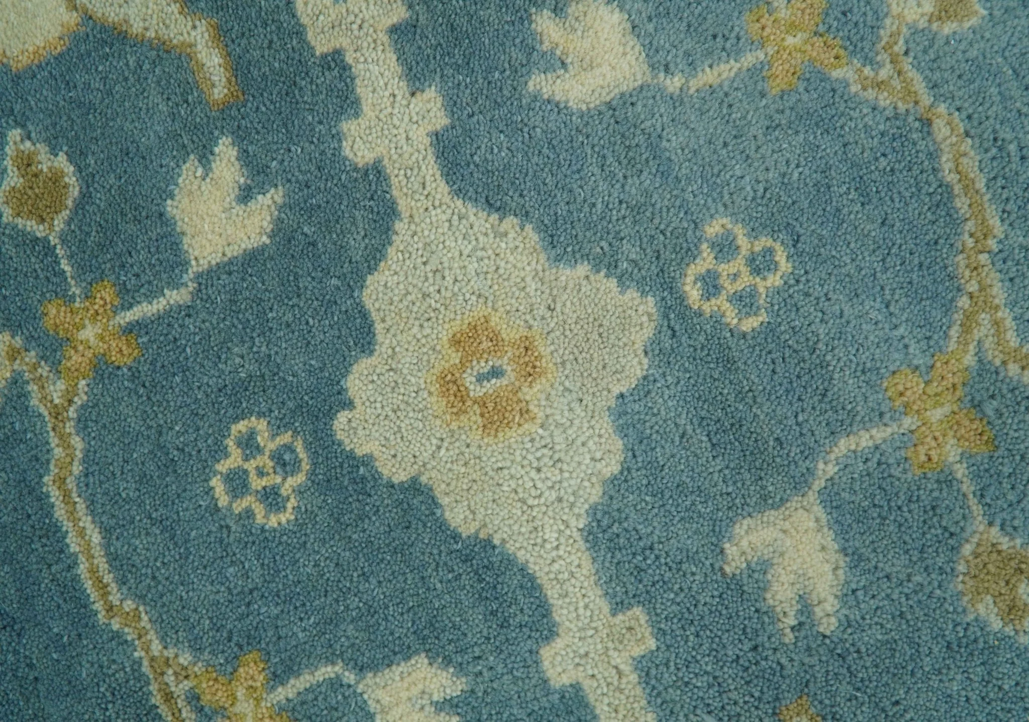 8x10 Teal, Olive and Beige Hand Knotted Traditional Oriental Oushak wool area rug - Image 5
