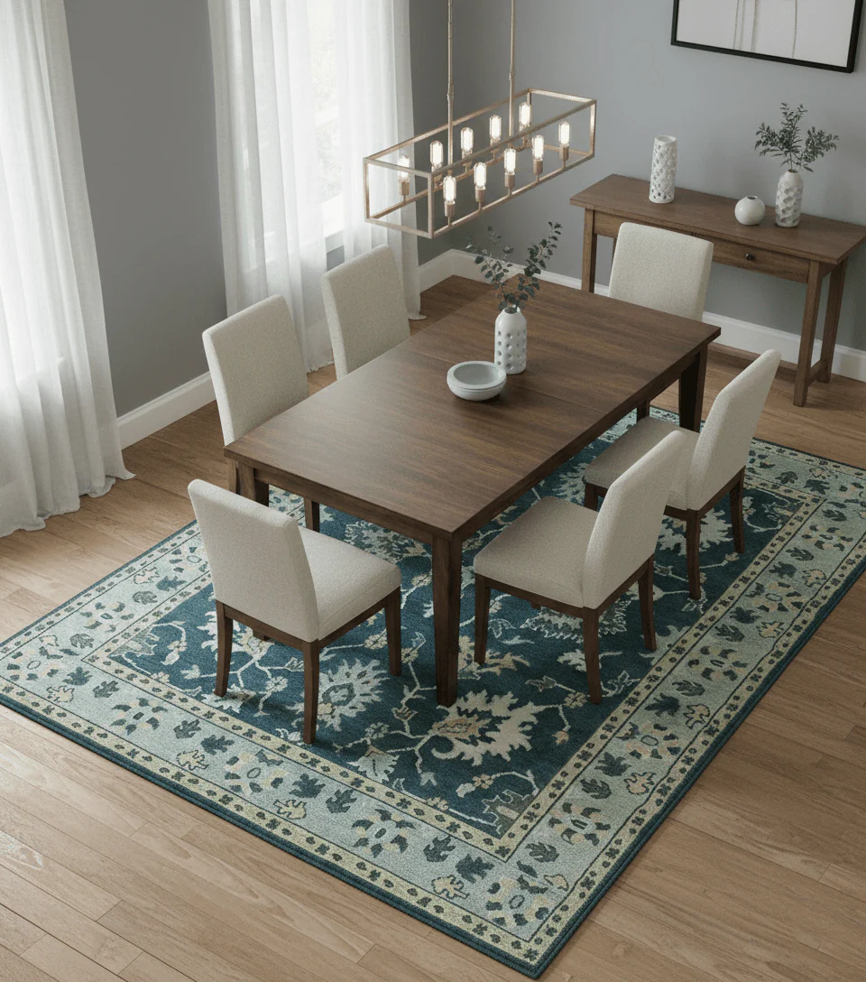 Dark Teal, Silver, Blue and Ivory Hand Knotted Traditional Oushak Multi Size Area Rug - Image 2