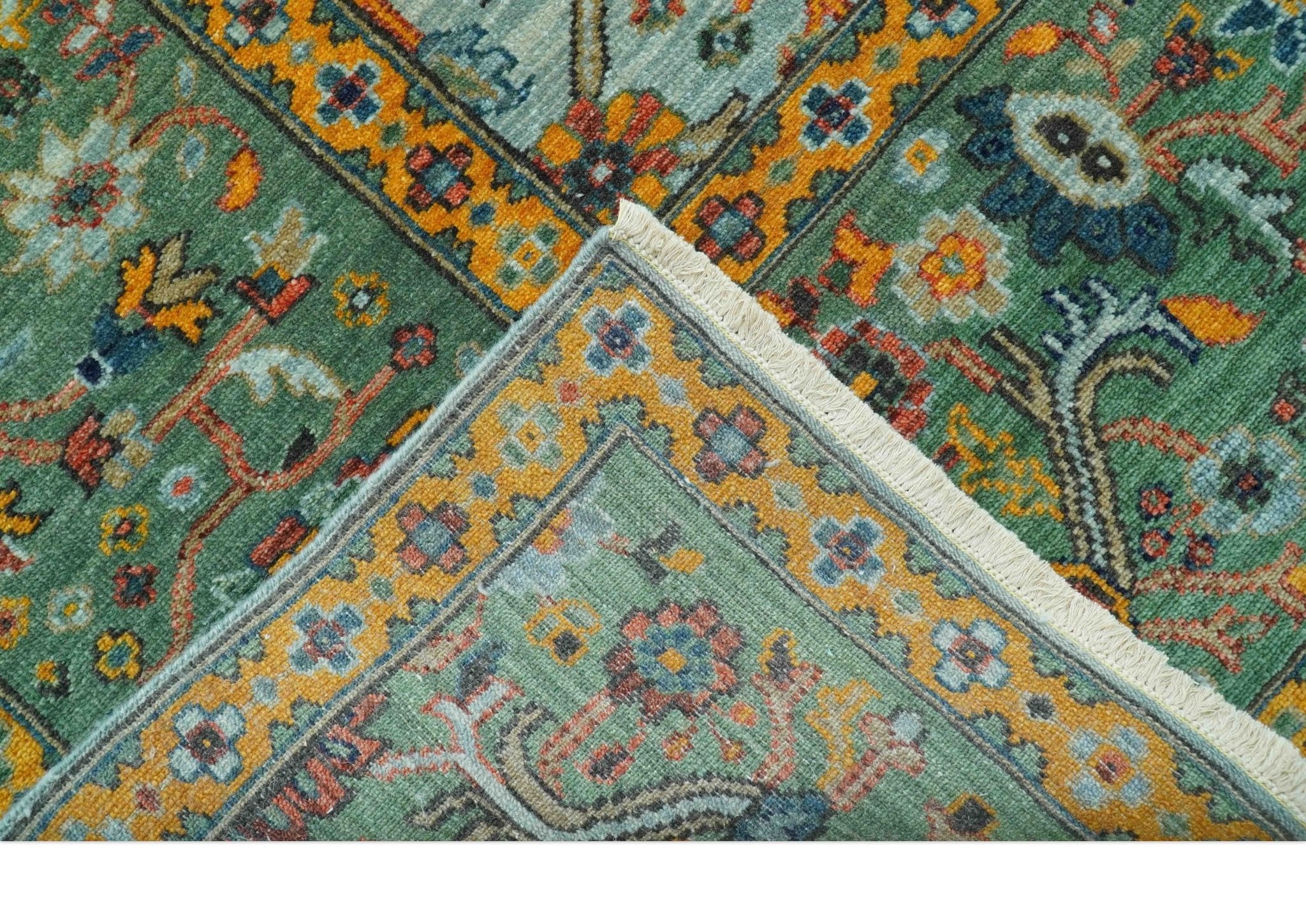 Blue Traditional Turkish knot fine 9.6x12 Hand knotted Wool Area Rug - Image 9