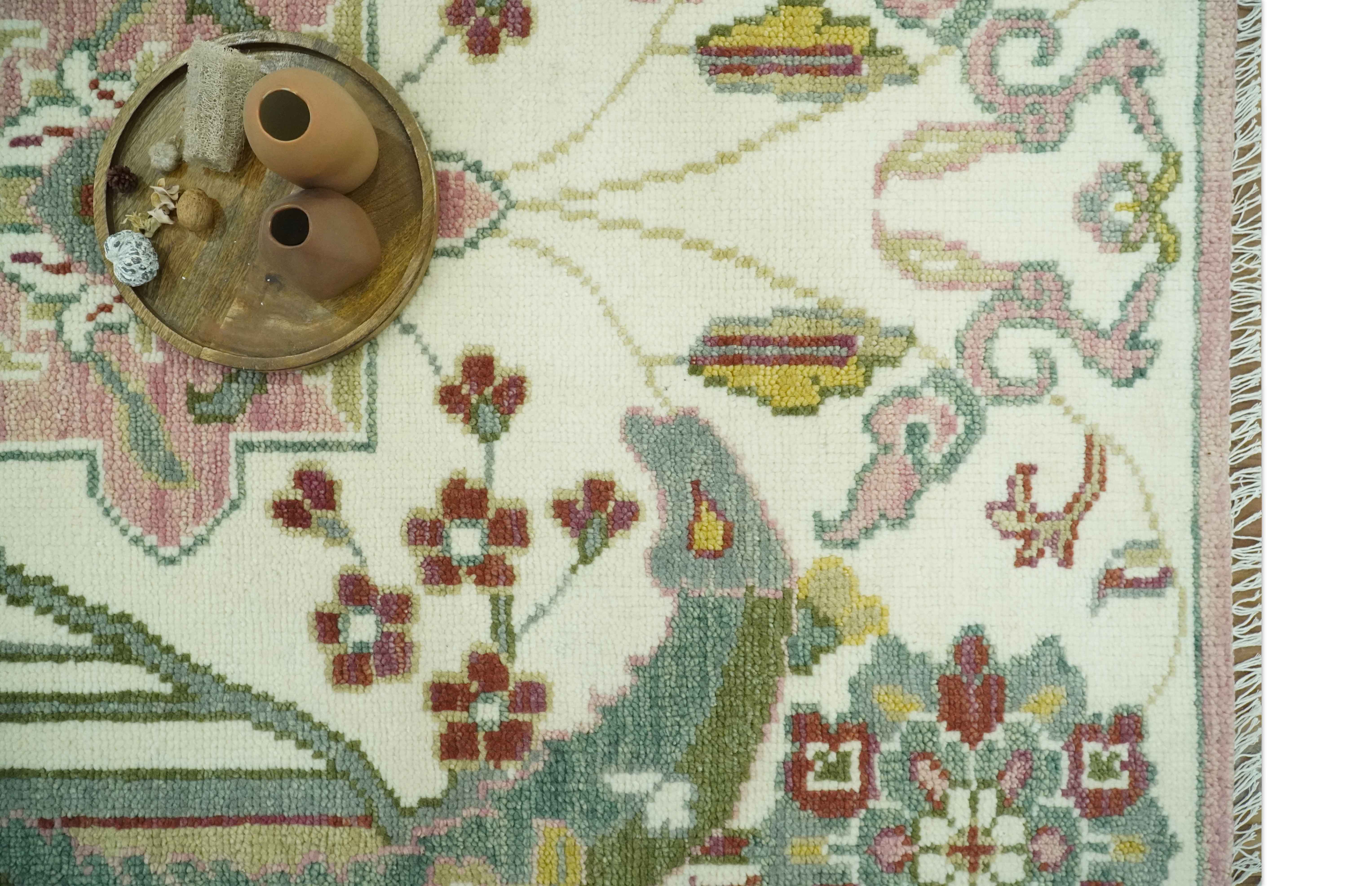 The Peacock Garden Ivory and Green Bird Hand Knotted Multi size Wool Area Rug - Image 12