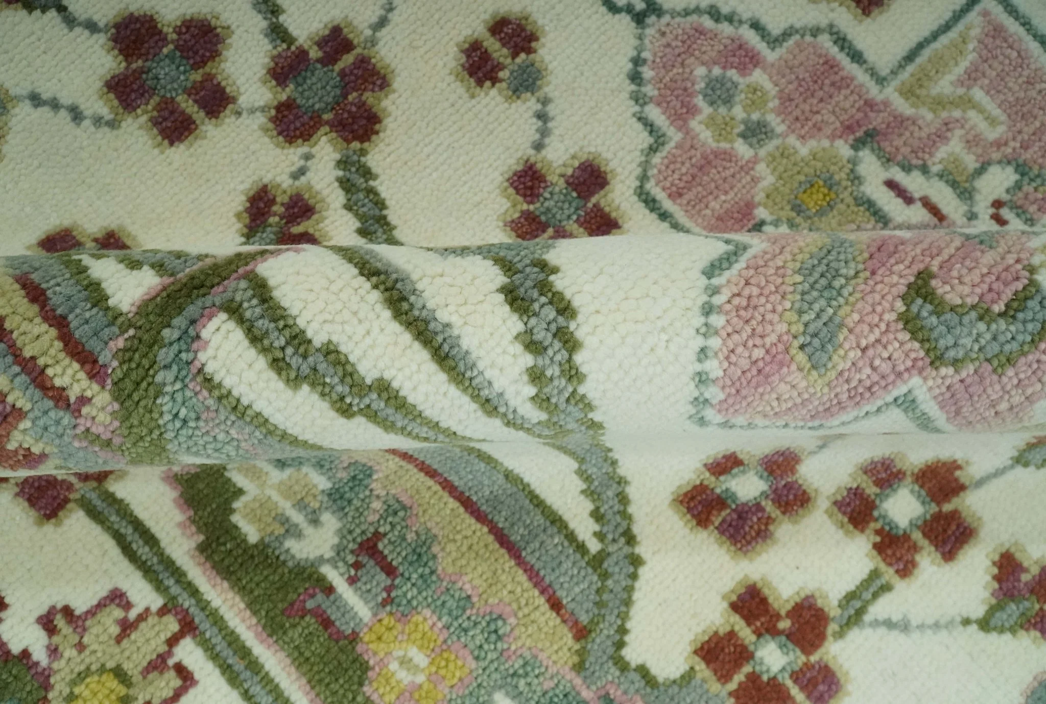 The Peacock Garden Ivory and Green Bird Hand Knotted Multi size Wool Area Rug - Image 6