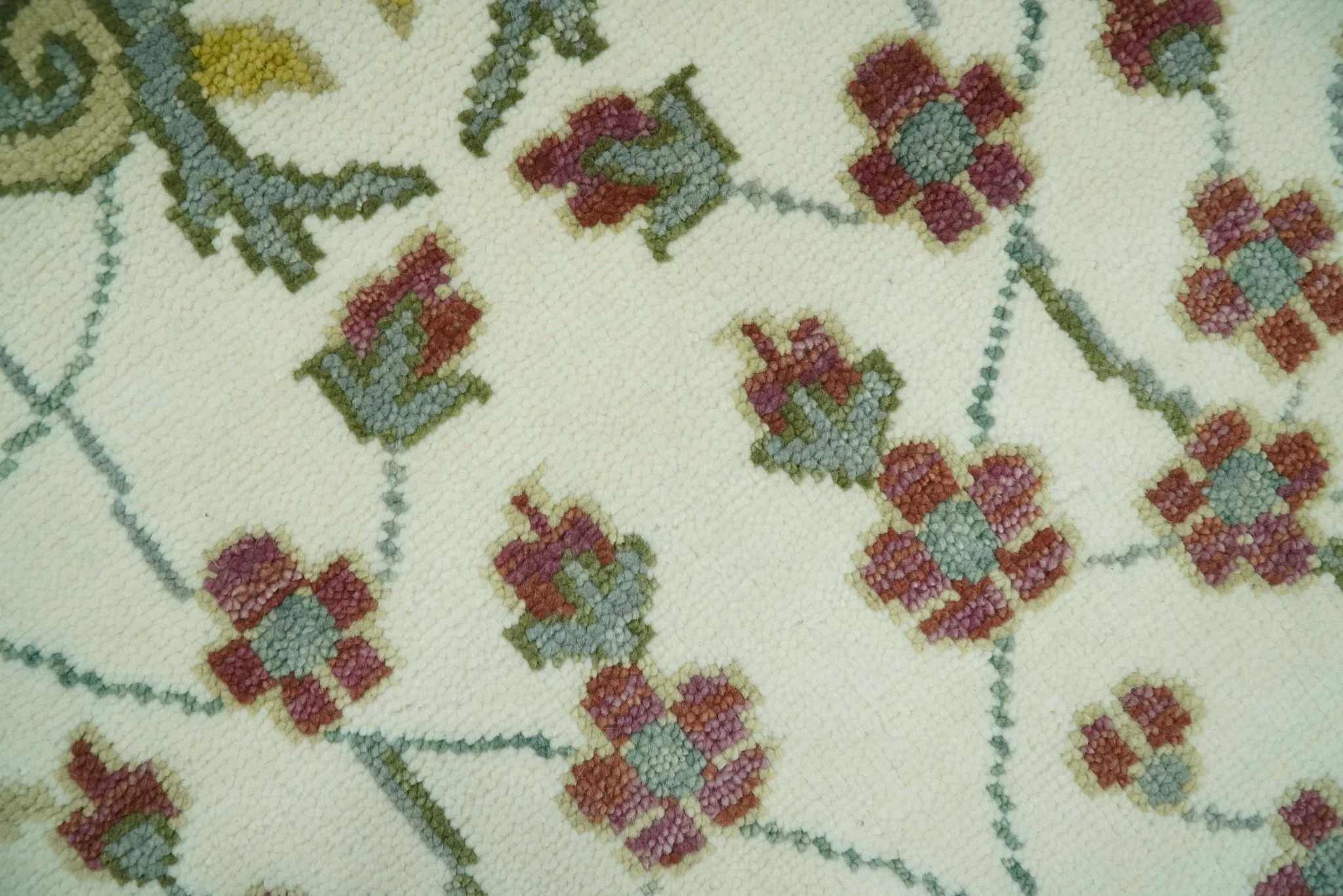 8x10 Peacock Garden Ivory and Green Bird Hand Knotted Wool Area Rug - Image 5