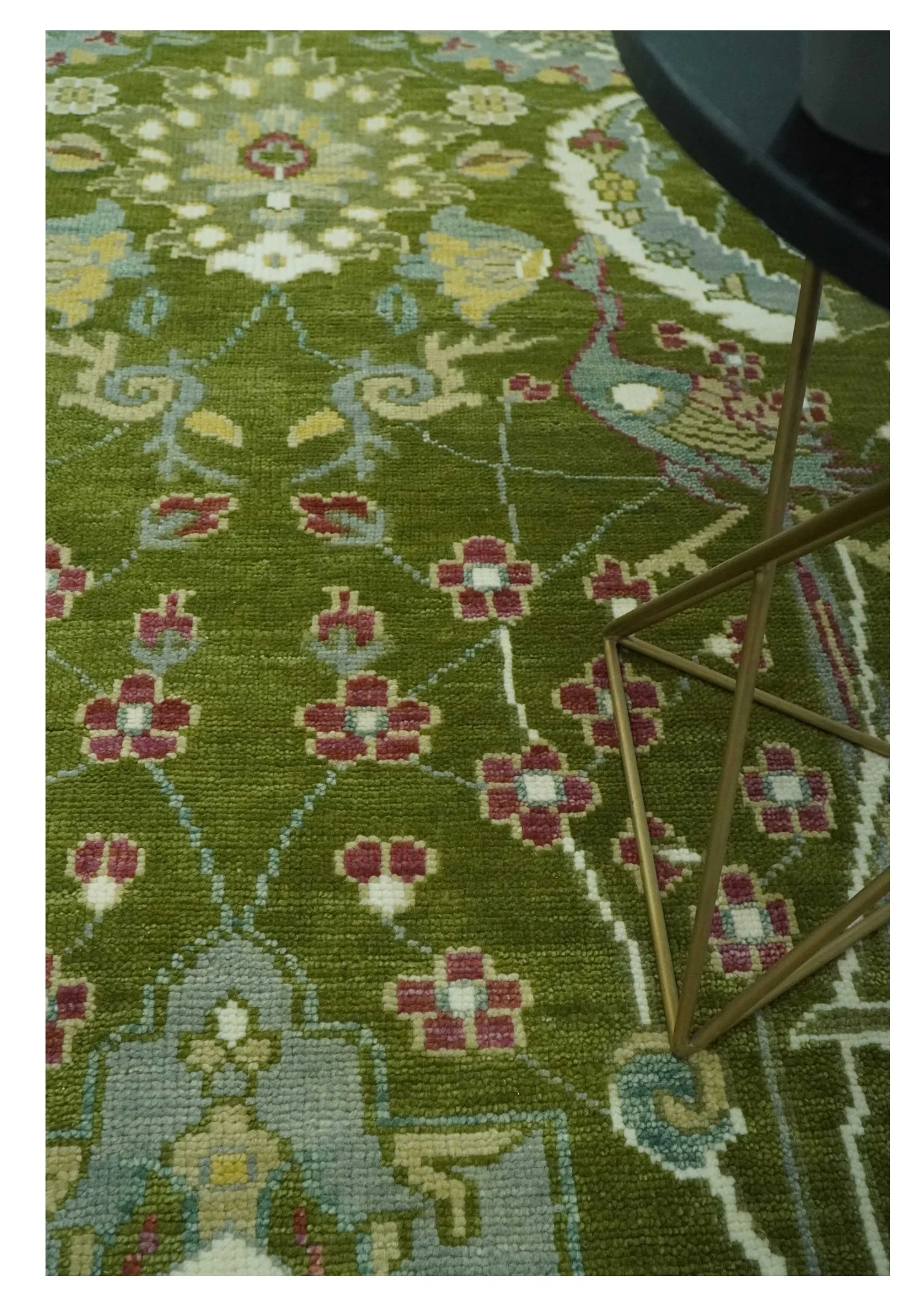 The Peacock Garden Green Bird Hand Knotted 8x10 and 9x12 Wool Area Rug - Image 2