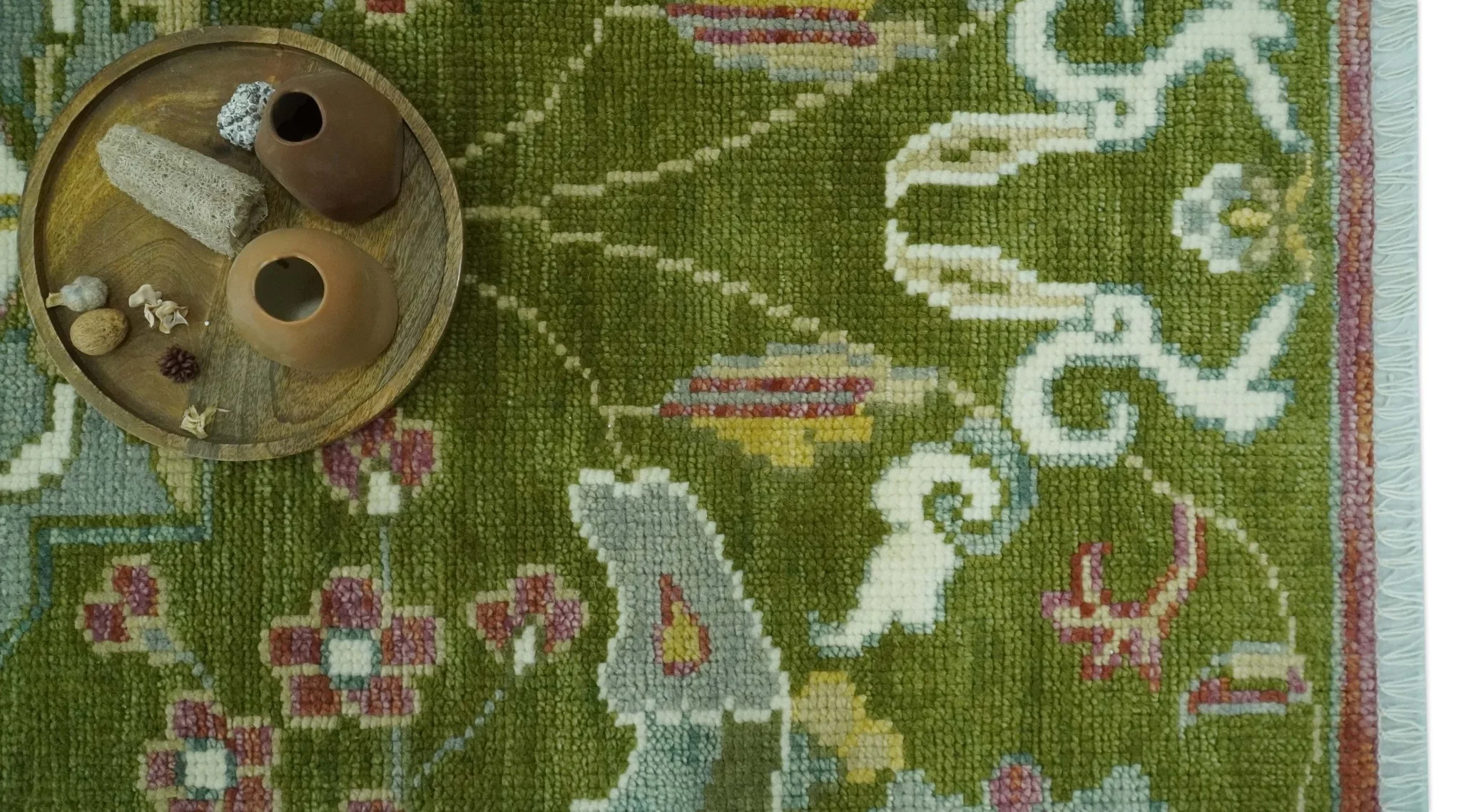 The Peacock Garden Green Bird Hand Knotted 8x10 and 9x12 Wool Area Rug - Image 6