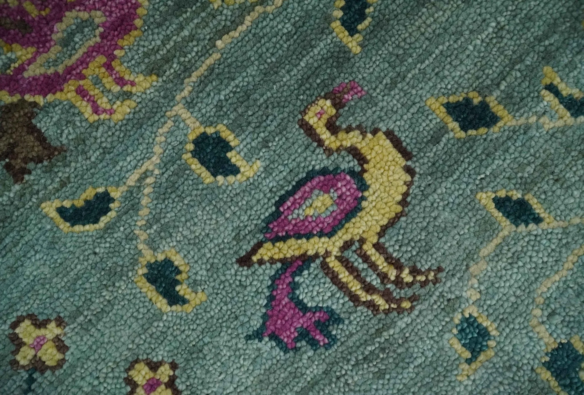 The Jungle Life Peacock on tree Rug Hand Knotted Multi Size Green Wool Rug - Image 4