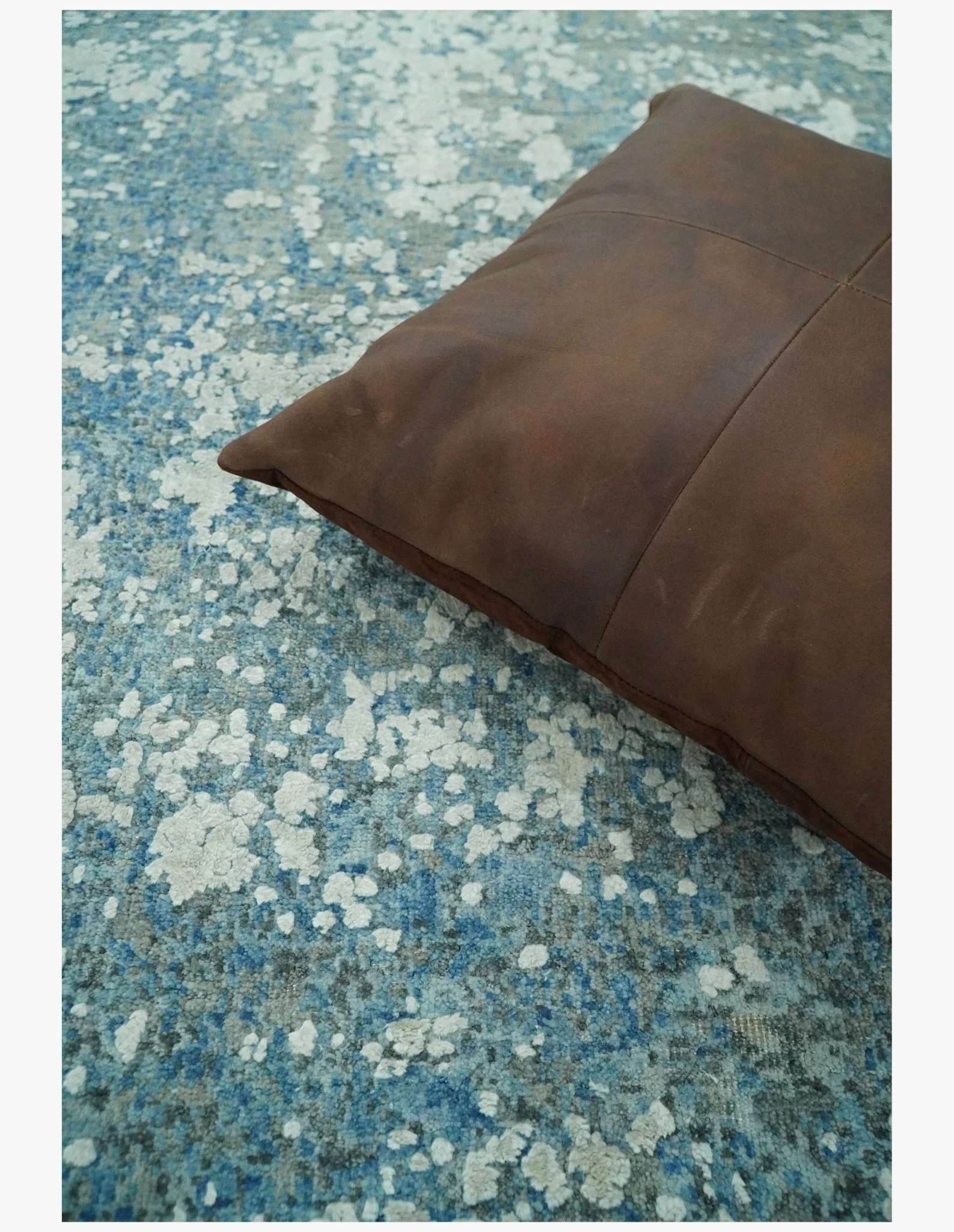 8x10 Silver and Green Pure Silk and Wool Abstract Area Rug | TRD1657810 - Image 3