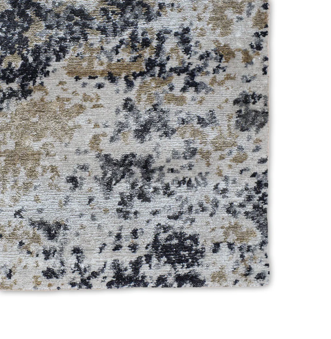 Peach and Black Industrial Design Handmade Bamboo Silk 8x10 Area Rug  | TRD1692810 - Image 6