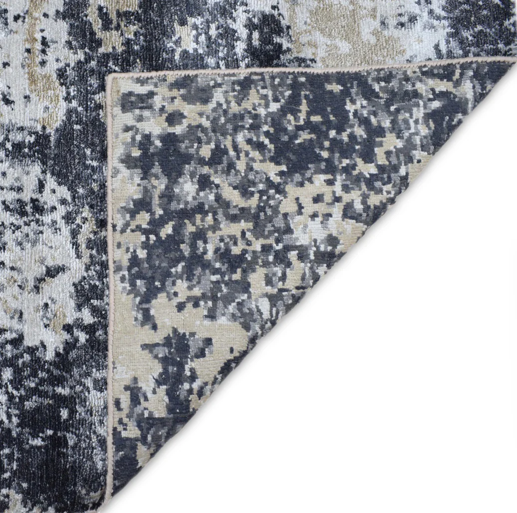 Peach and Black Industrial Design Handmade Bamboo Silk 8x10 Area Rug  | TRD1692810 - Image 8