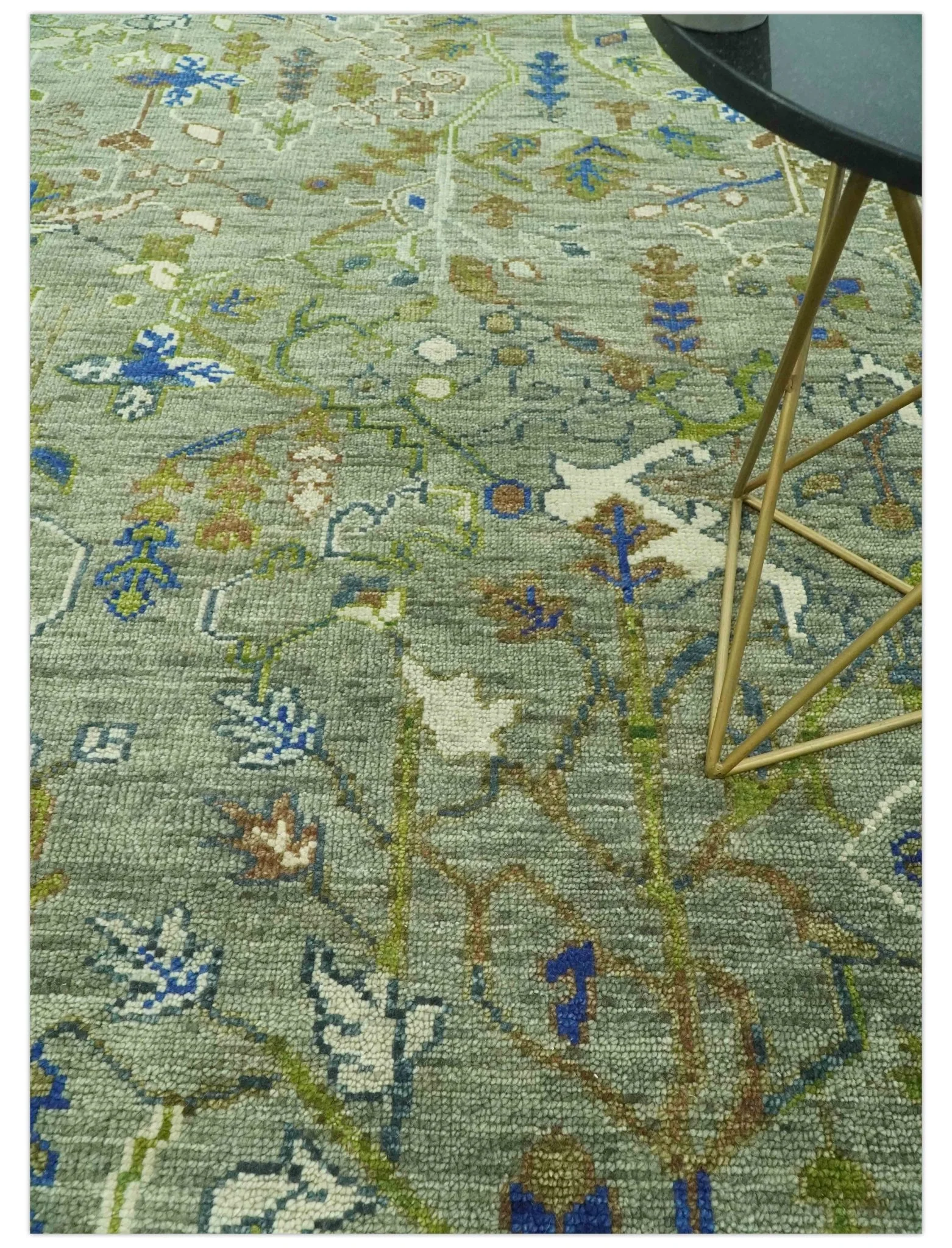 The Plants and Roots Green Hand Knotted Traditional Custom Made Wool Area Rug - Image 4